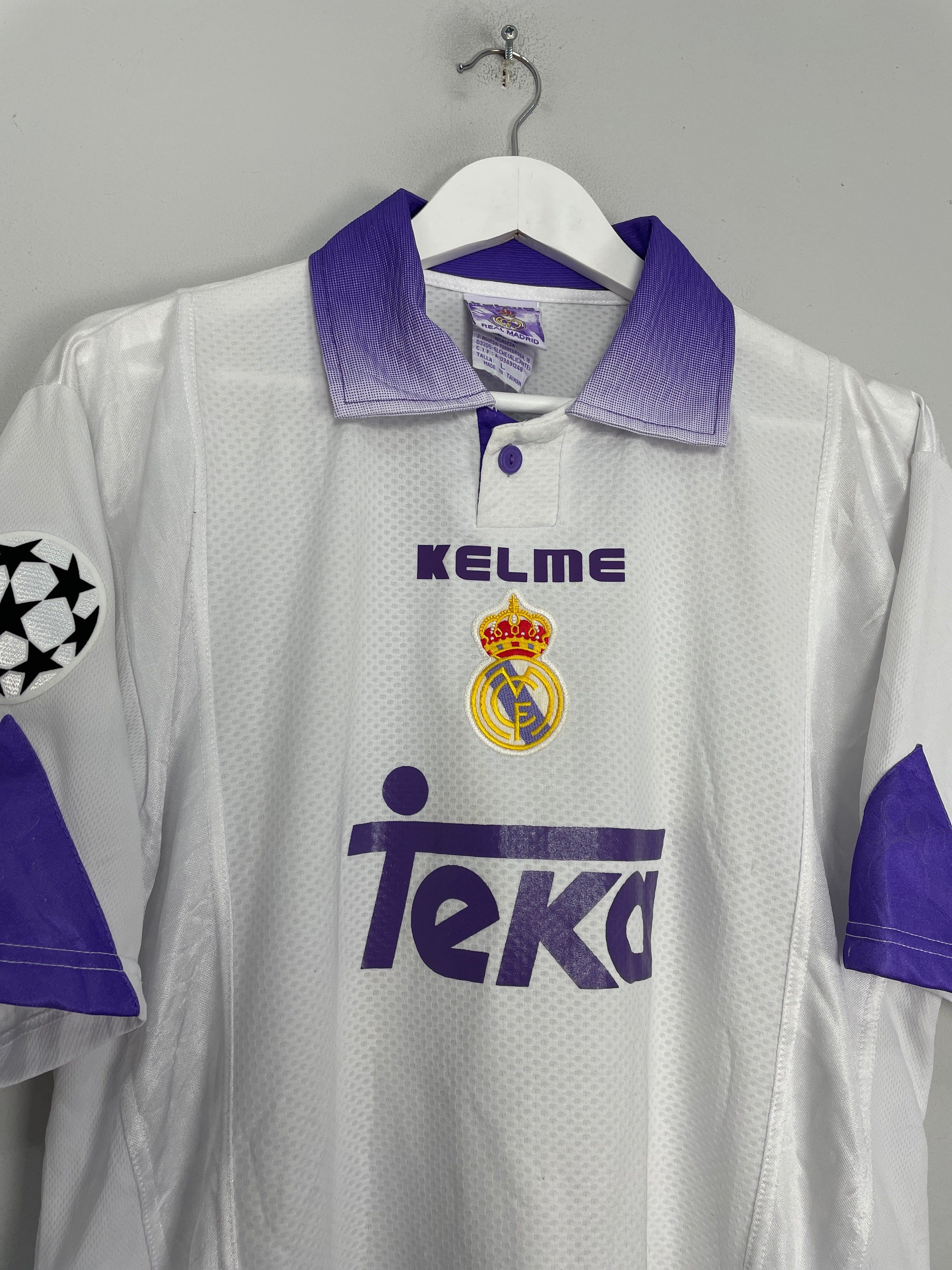 Shop 1997/98 REAL MADRID SUKER #9 C/L HOME SHIRT (L) KELME, classic football shirts, vintage football shirts & retro soccer jerseys at Cult Kits