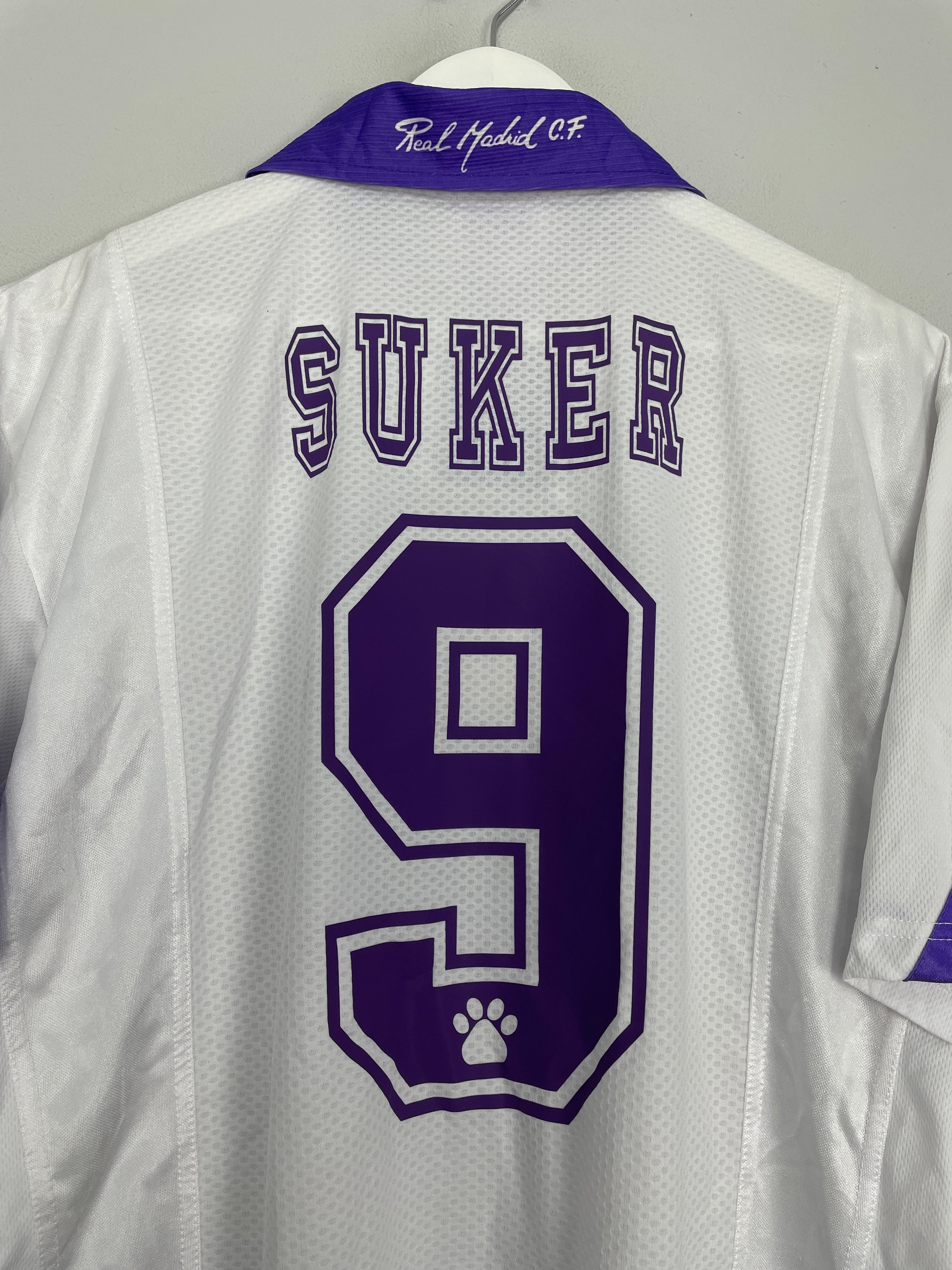 Shop 1997/98 REAL MADRID SUKER #9 C/L HOME SHIRT (L) KELME, classic football shirts, vintage football shirts & retro soccer jerseys at Cult Kits