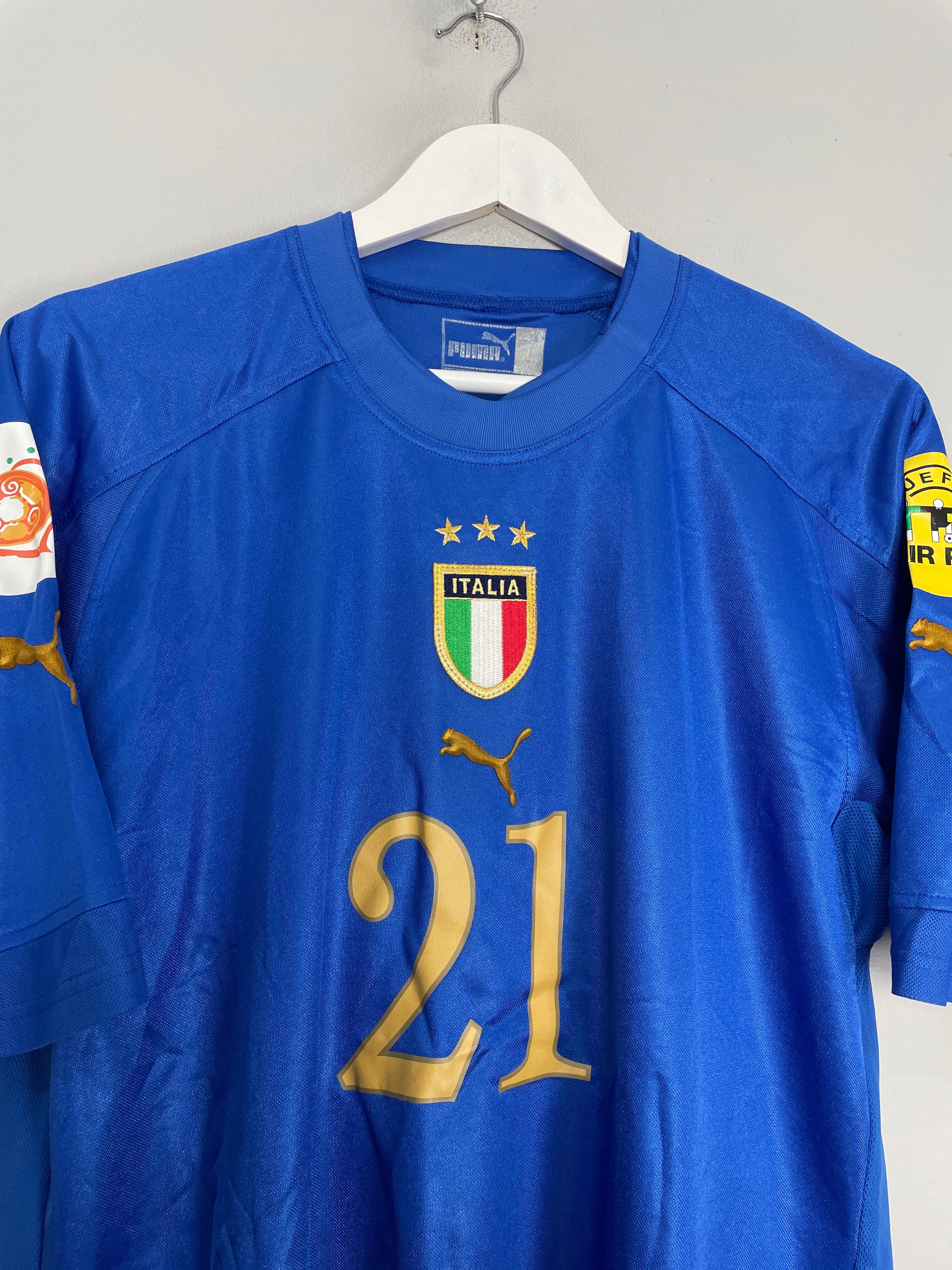 Shop 2004/06 ITALY PIRLO #21 HOME SHIRT (L) PUMA, classic football shirts, vintage football shirts & retro soccer jerseys at Cult Kits