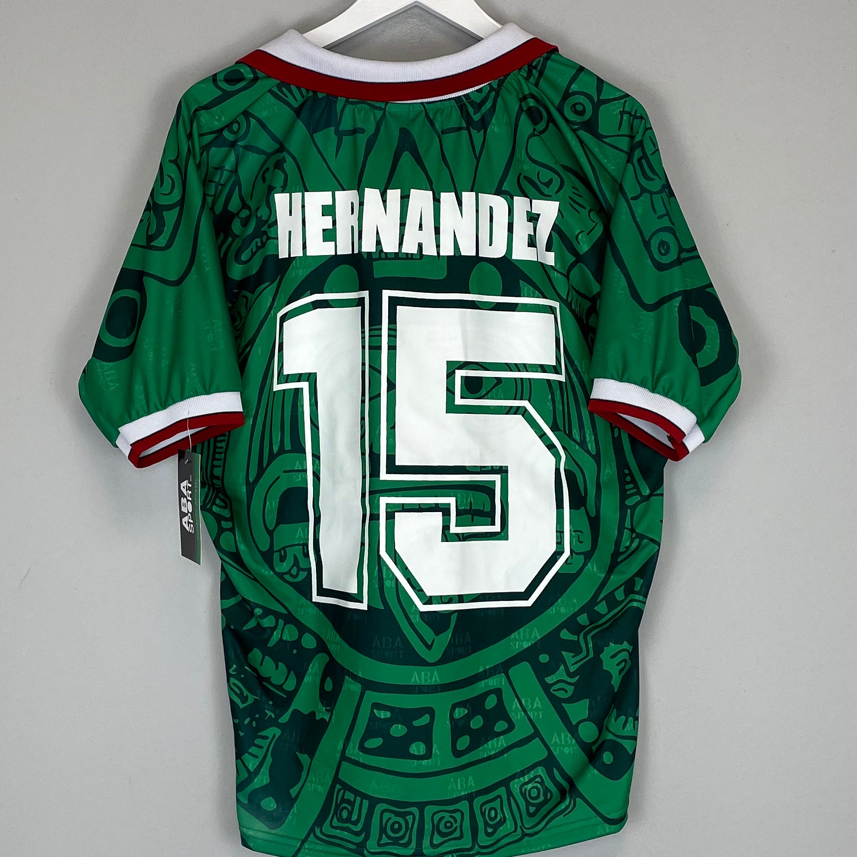 Shop 1998 MEXICO HERNANDEZ #15 *RE-ISSUE* BNWT HOME SHIRT (XL) ABA SPORT, classic football shirts, vintage football shirts & retro soccer jerseys at Cult Kits