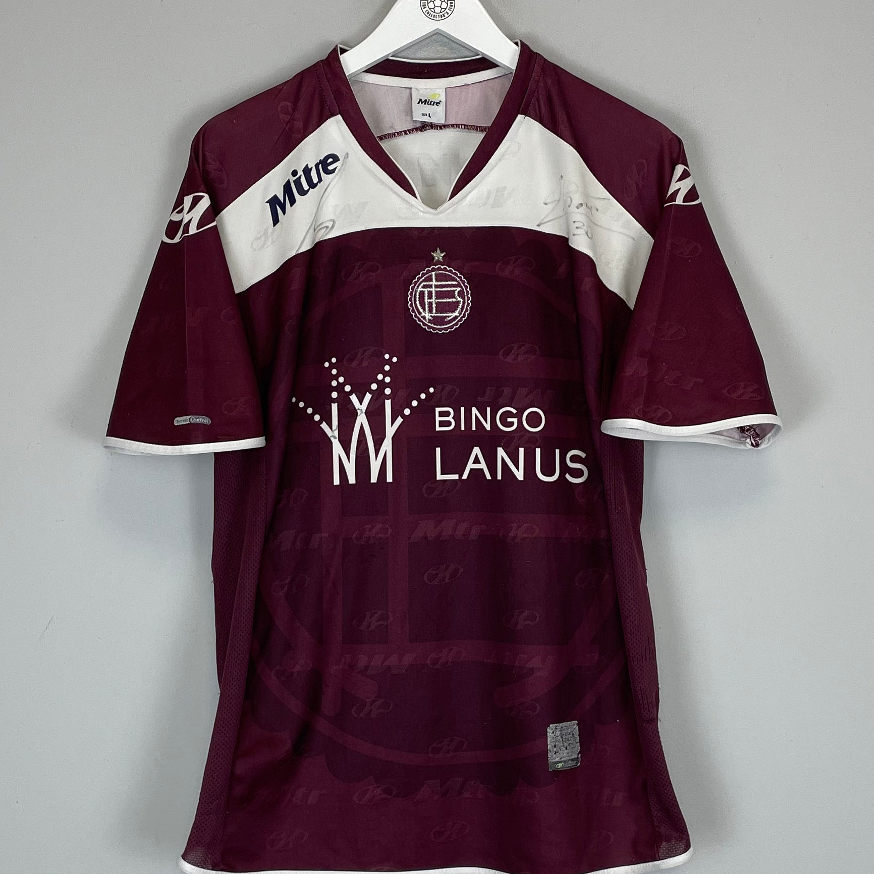 Shop 2006/07 CA LANUS *SIGNED* HOME SHIRT (L) MITRE, classic football shirts, vintage football shirts & retro soccer jerseys at Cult Kits