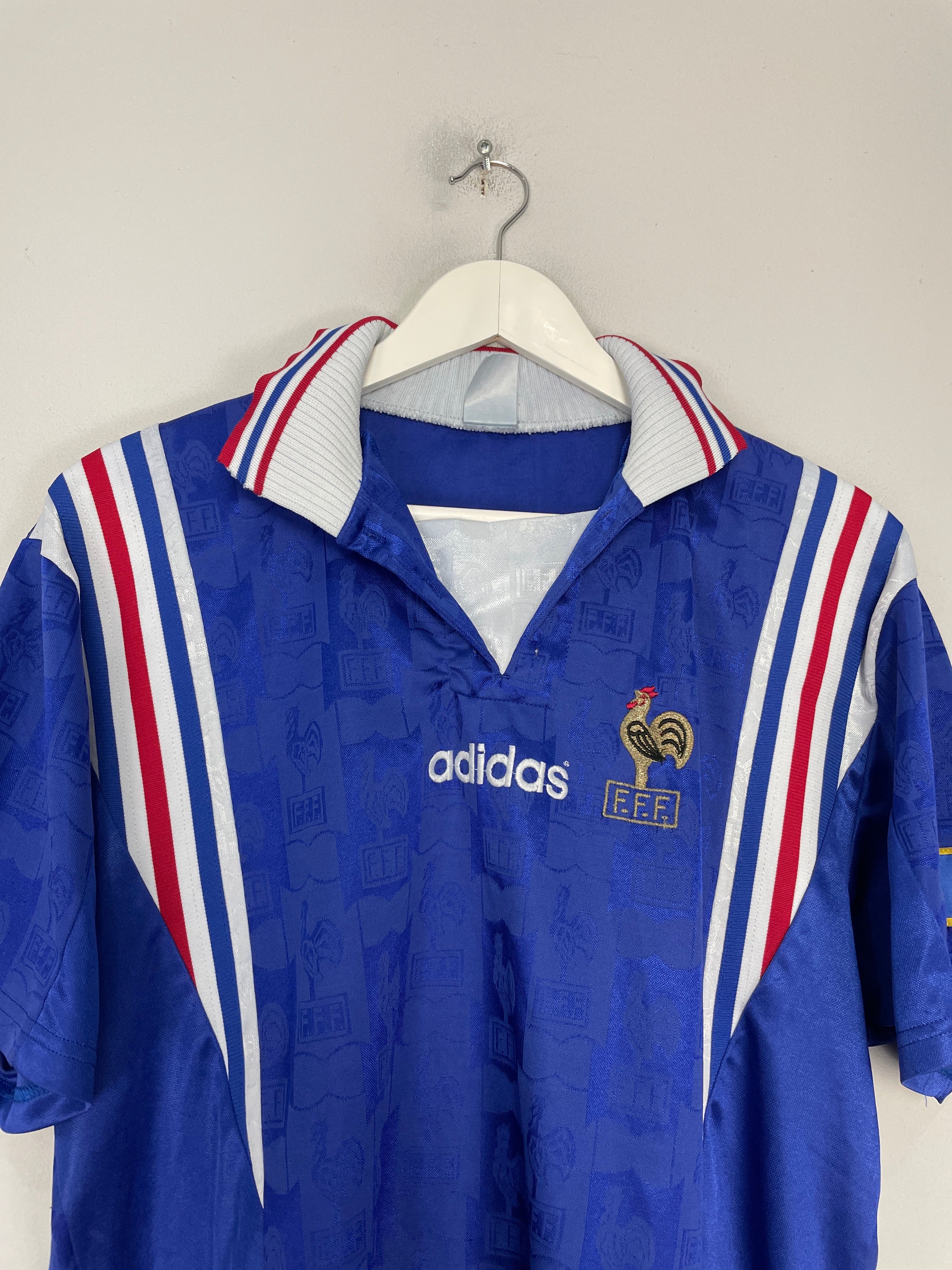 Shop 1996/98 FRANCE HOME SHIRT (L) ADIDAS, classic football shirts, vintage football shirts & retro soccer jerseys at Cult Kits