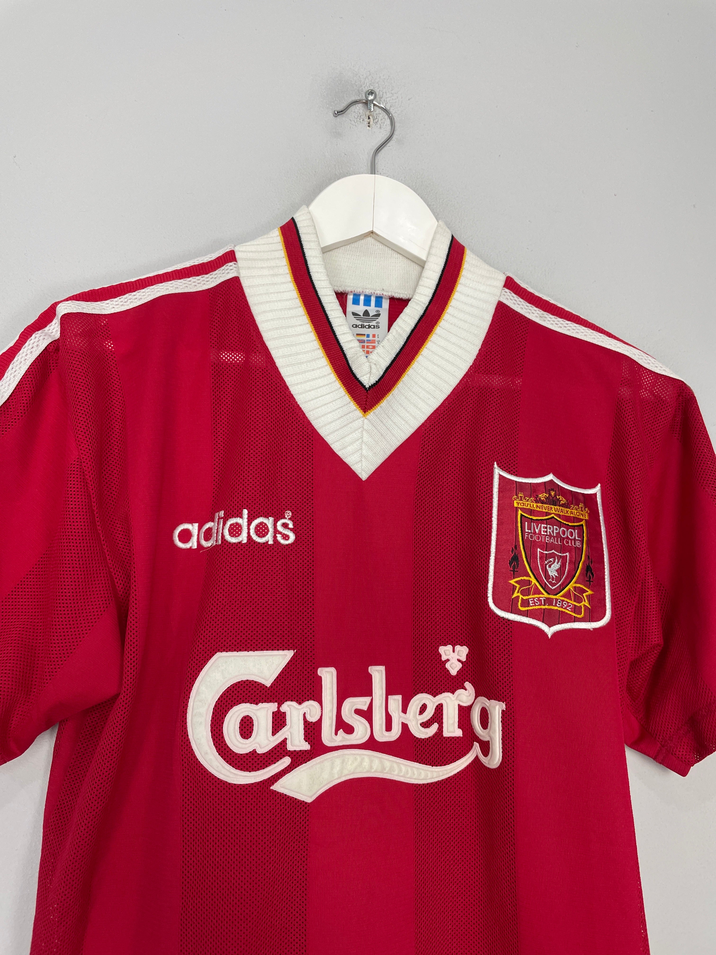 Shop 1995/96 LIVERPOOL HOME SHIRT (S) ADIDAS, classic football shirts, vintage football shirts & retro soccer jerseys at Cult Kits