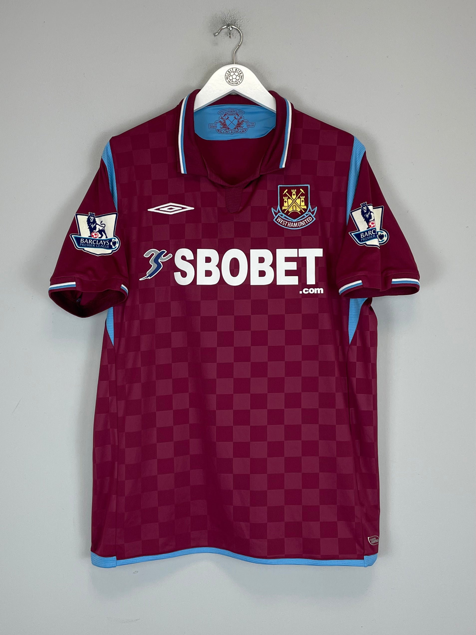 Buy 2009/10 WEST HAM COLLISON 31 *MATCH ISSUE vs MANCHESTER UNITED* HOME SHIRT (L) UMBRO ~ Free worldwide shipping available ~ Authentic Vintage Football Shirts from Cult Kits