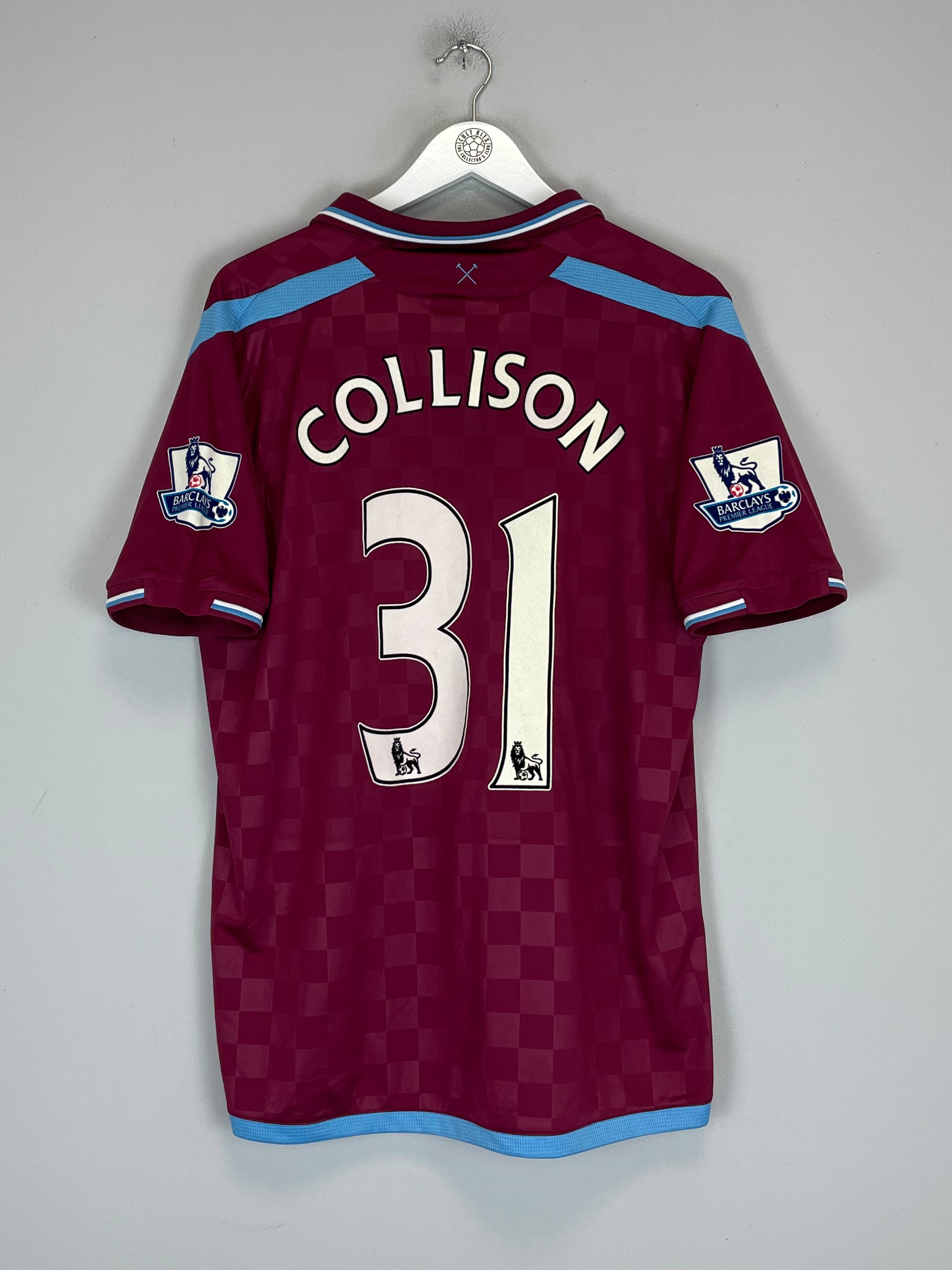 Buy 2009/10 WEST HAM COLLISON 31 *MATCH ISSUE vs MANCHESTER UNITED* HOME SHIRT (L) UMBRO ~ Free worldwide shipping available ~ Authentic Vintage Football Shirts from Cult Kits