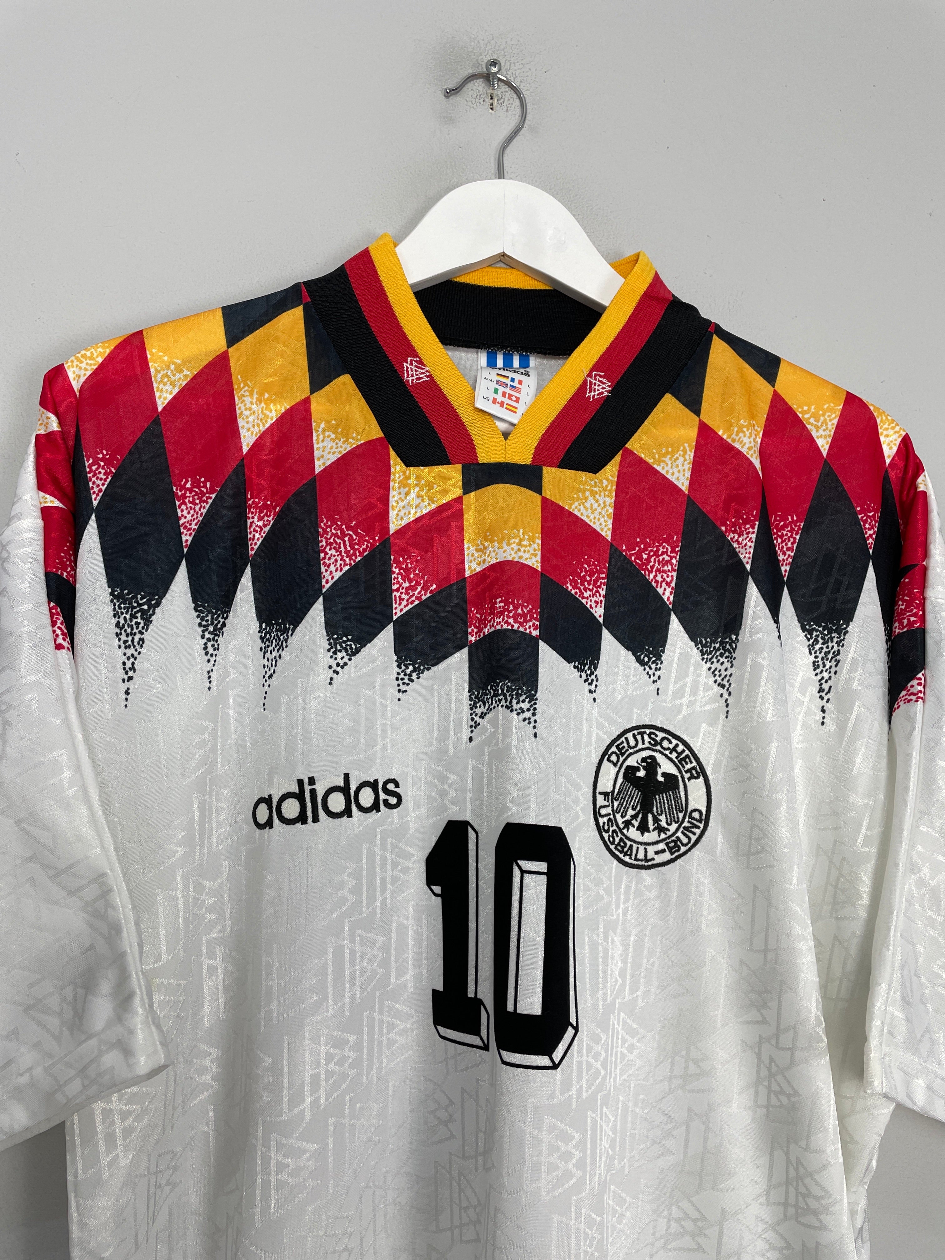 Shop 1994/96 GERMANY MATTHAUS #10 HOME SHIRT (L) ADIDAS, classic football shirts, vintage football shirts & retro soccer jerseys at Cult Kits