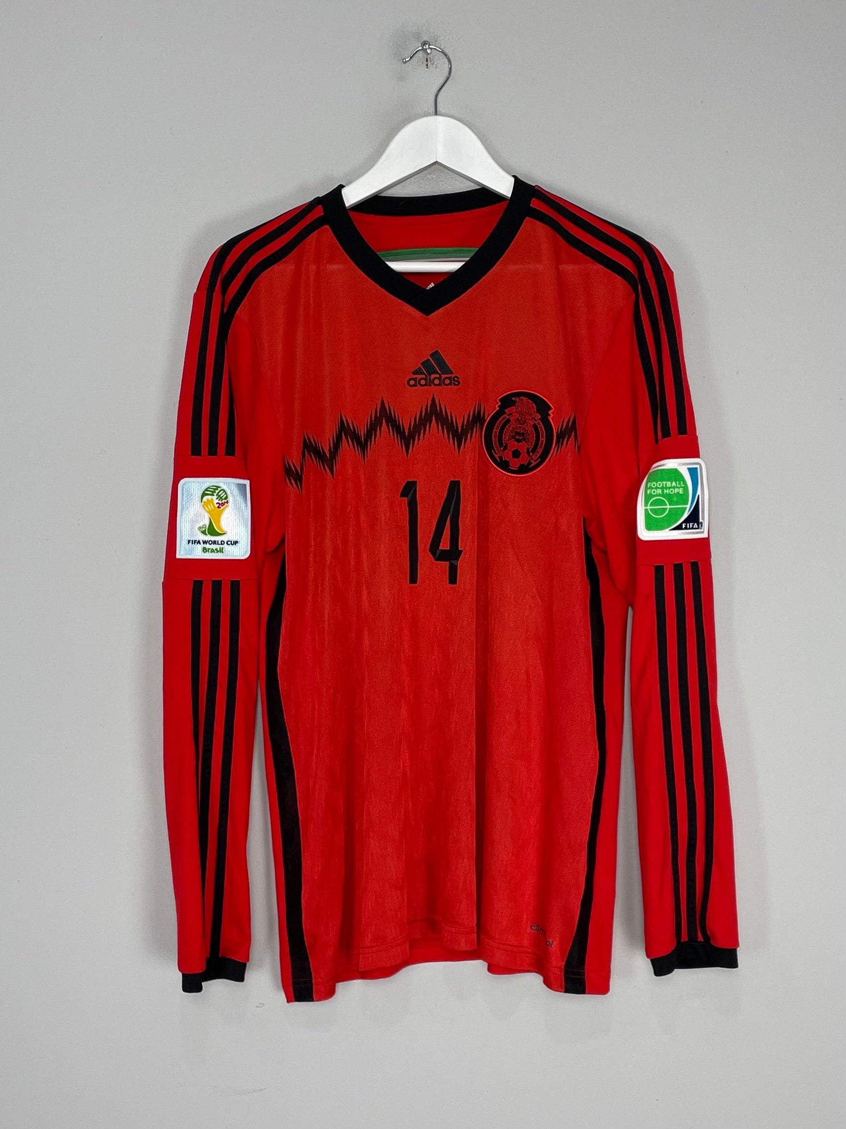 Shop 2014/15 MEXICO J.HERNANDEZ #14 L/S AWAY SHIRT (L) ADIDAS, classic football shirts, vintage football shirts & retro soccer jerseys at Cult Kits