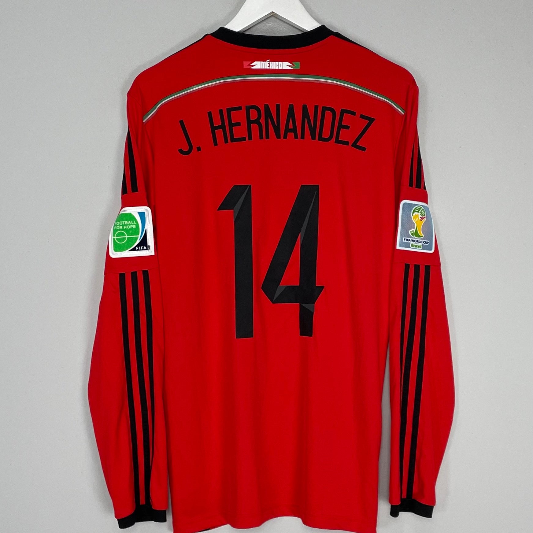 Shop 2014/15 MEXICO J.HERNANDEZ #14 L/S AWAY SHIRT (L) ADIDAS, classic football shirts, vintage football shirts & retro soccer jerseys at Cult Kits