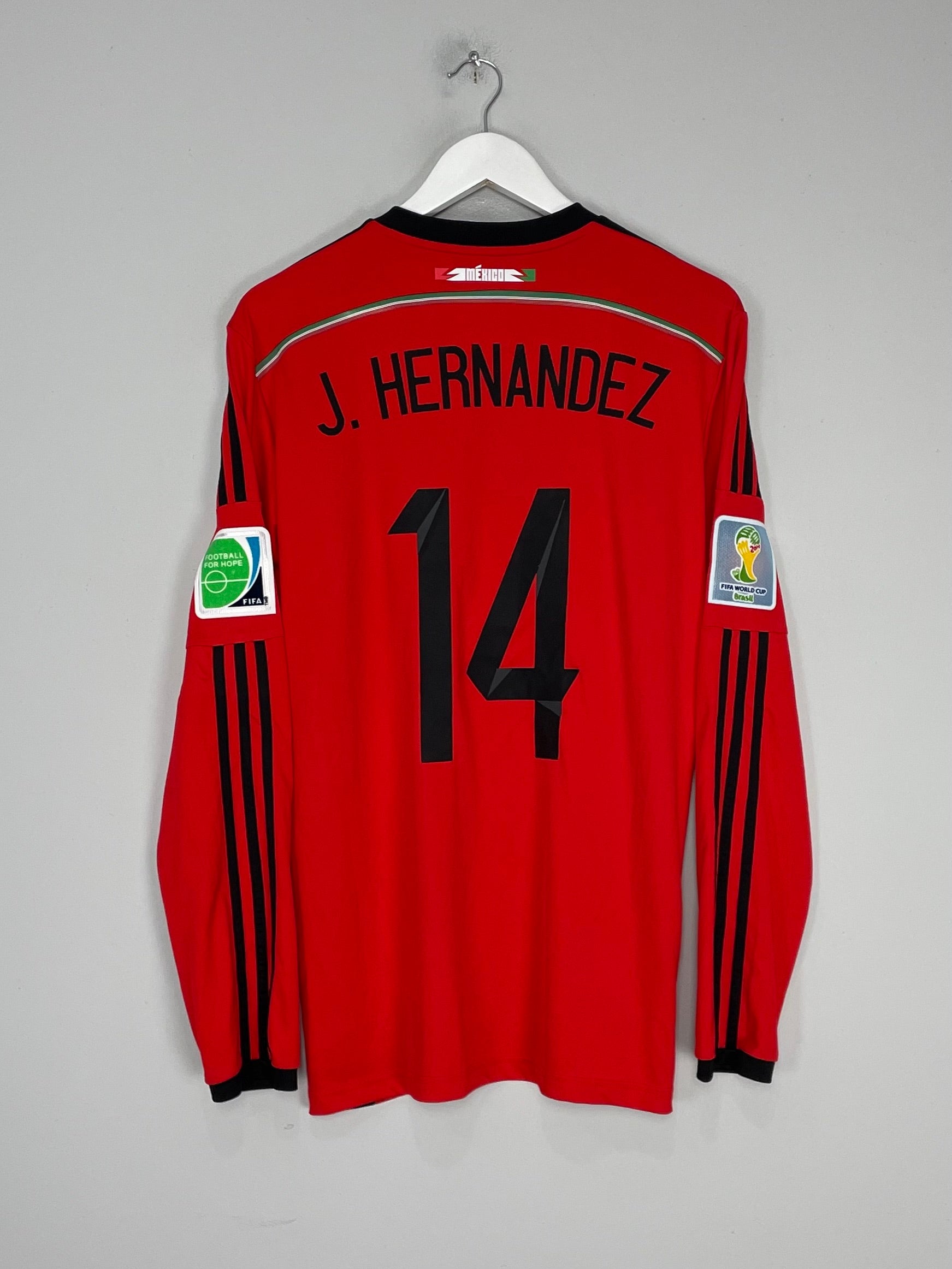 Shop 2014/15 MEXICO J.HERNANDEZ #14 L/S AWAY SHIRT (L) ADIDAS, classic football shirts, vintage football shirts & retro soccer jerseys at Cult Kits