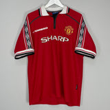 Shop 1998/00 MANCHESTER UNITED HOME SHIRT (XL) UMBRO, classic football shirts, vintage football shirts & retro soccer jerseys at Cult Kits