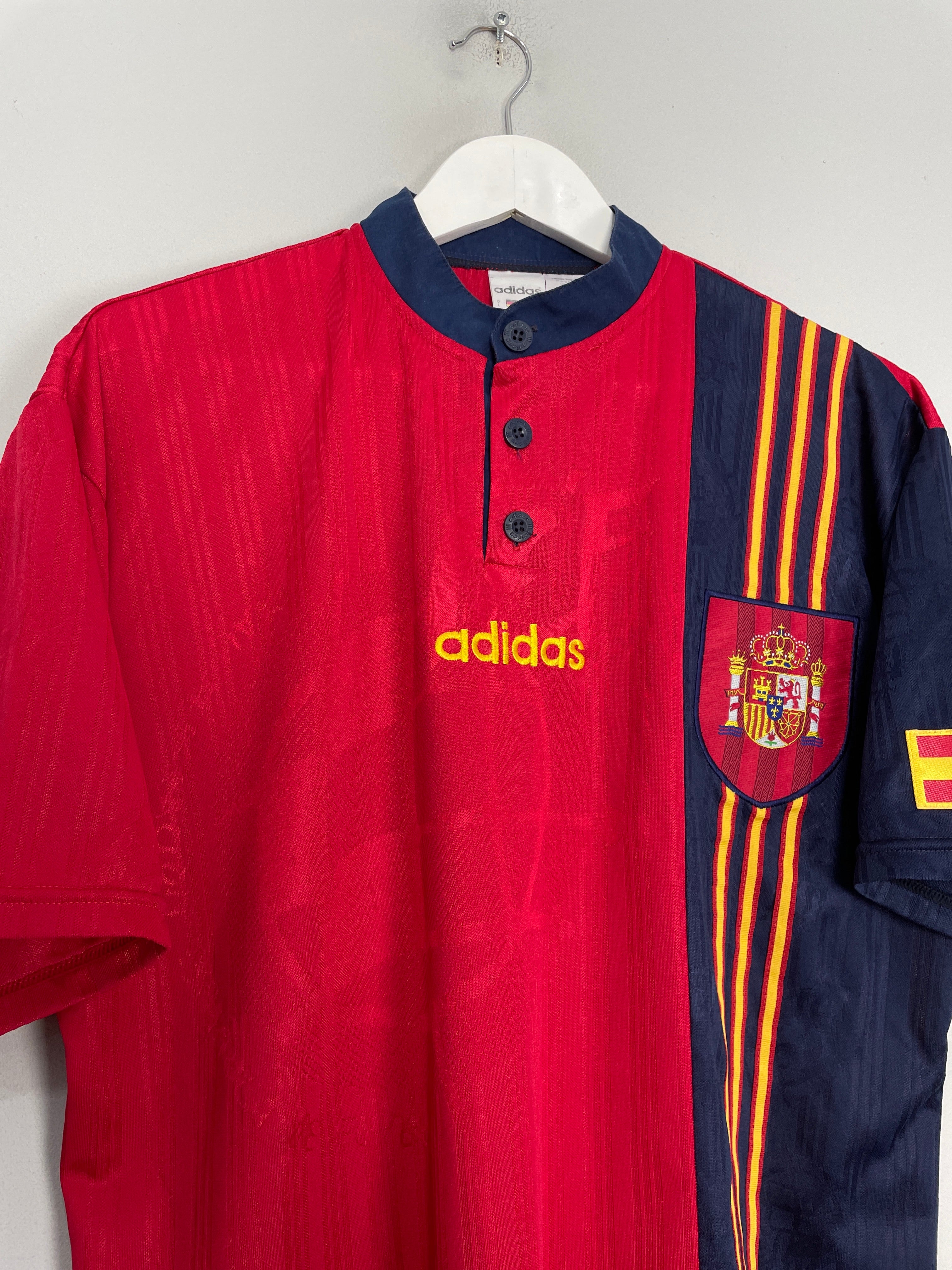 Shop 1996/97 SPAIN HOME SHIRT (L) ADIDAS, classic football shirts, vintage football shirts & retro soccer jerseys at Cult Kits