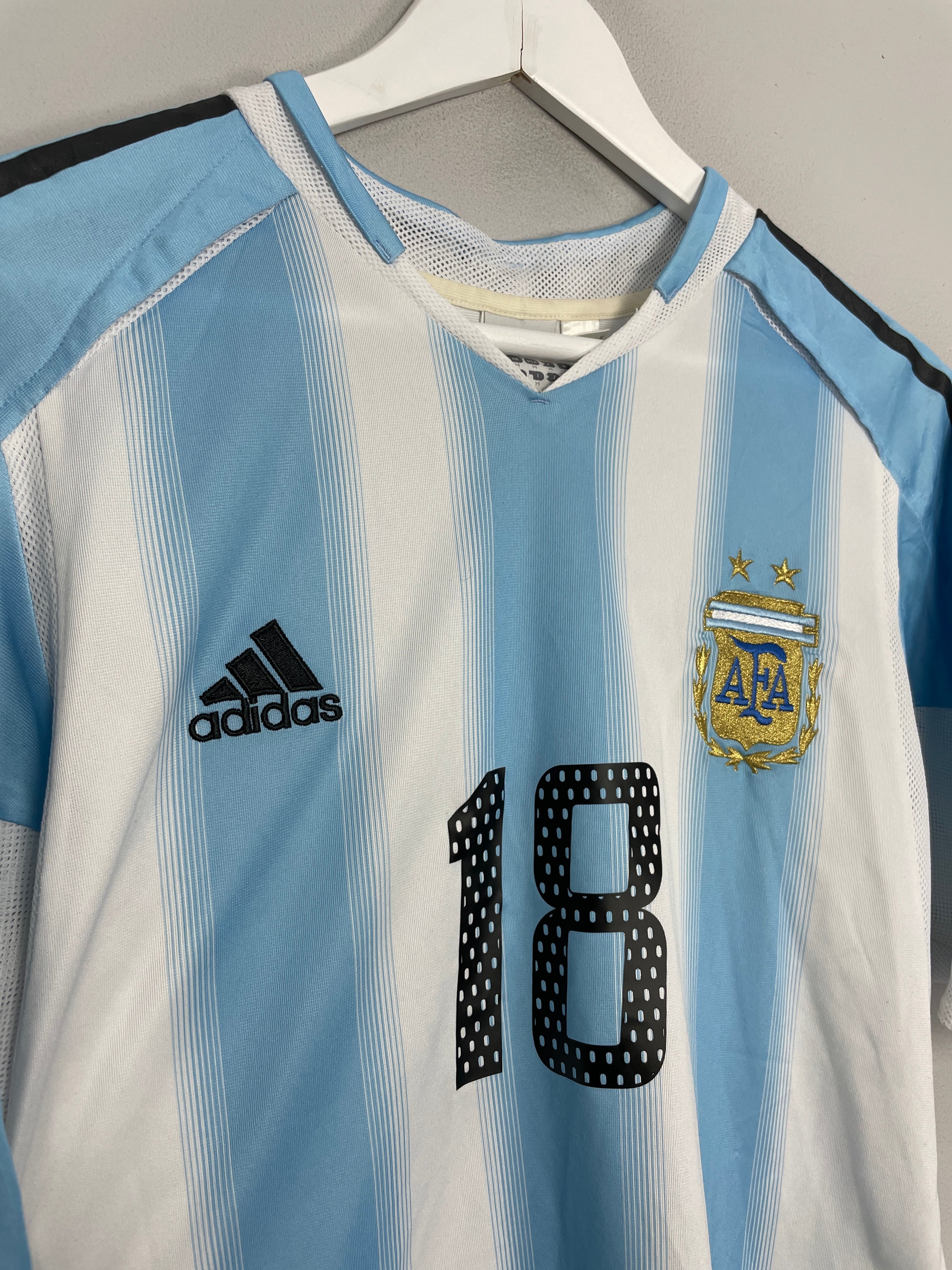 Shop 2004/05 ARGENTINA MESSI #18 HOME SHIRT (M) ADIDAS, classic football shirts, vintage football shirts & retro soccer jerseys at Cult Kits