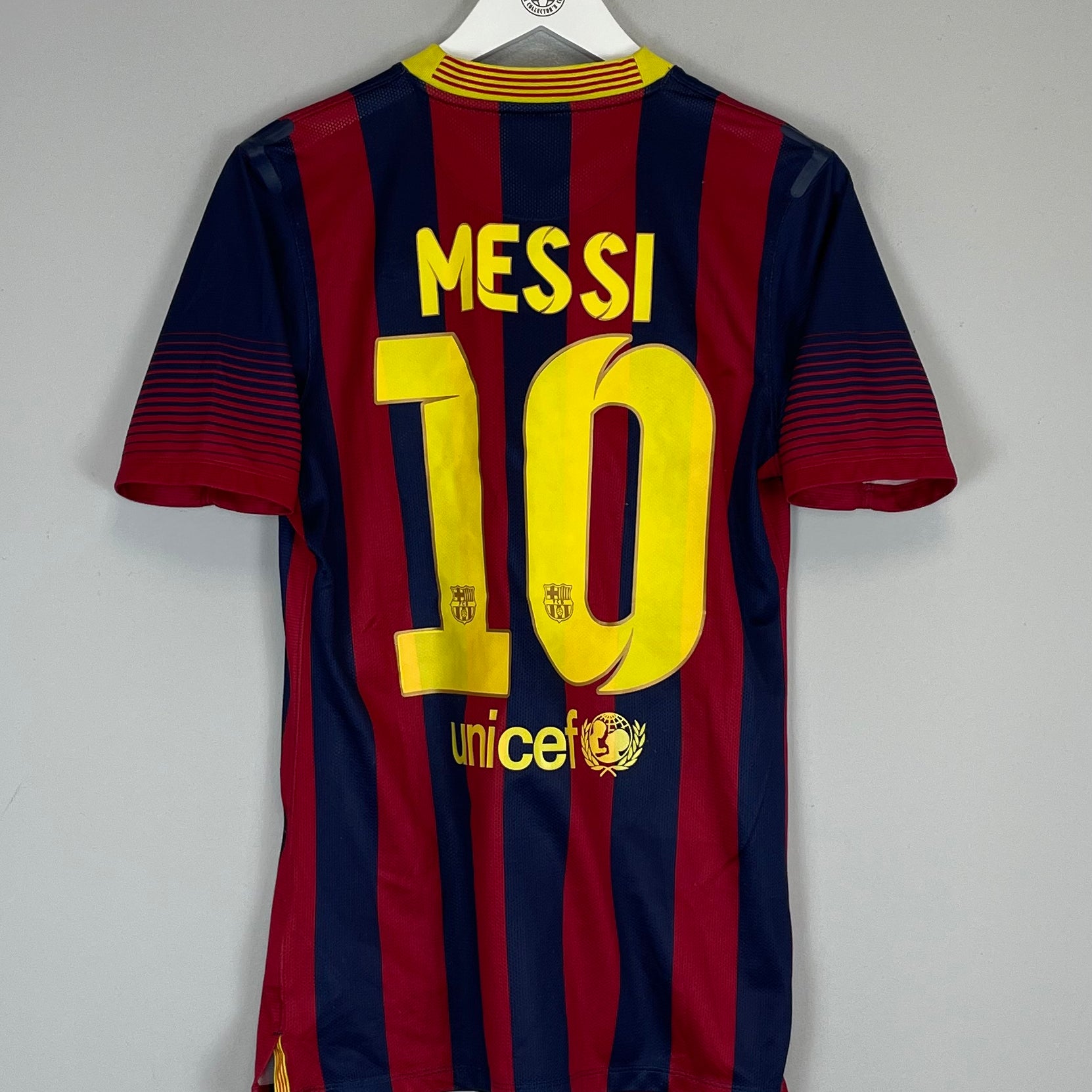 Shop 2013/14 BARCELONA MESSI #10 *AUTHENTIC* HOME SHIRT (M) NIKE, classic football shirts, vintage football shirts & retro soccer jerseys at Cult Kits