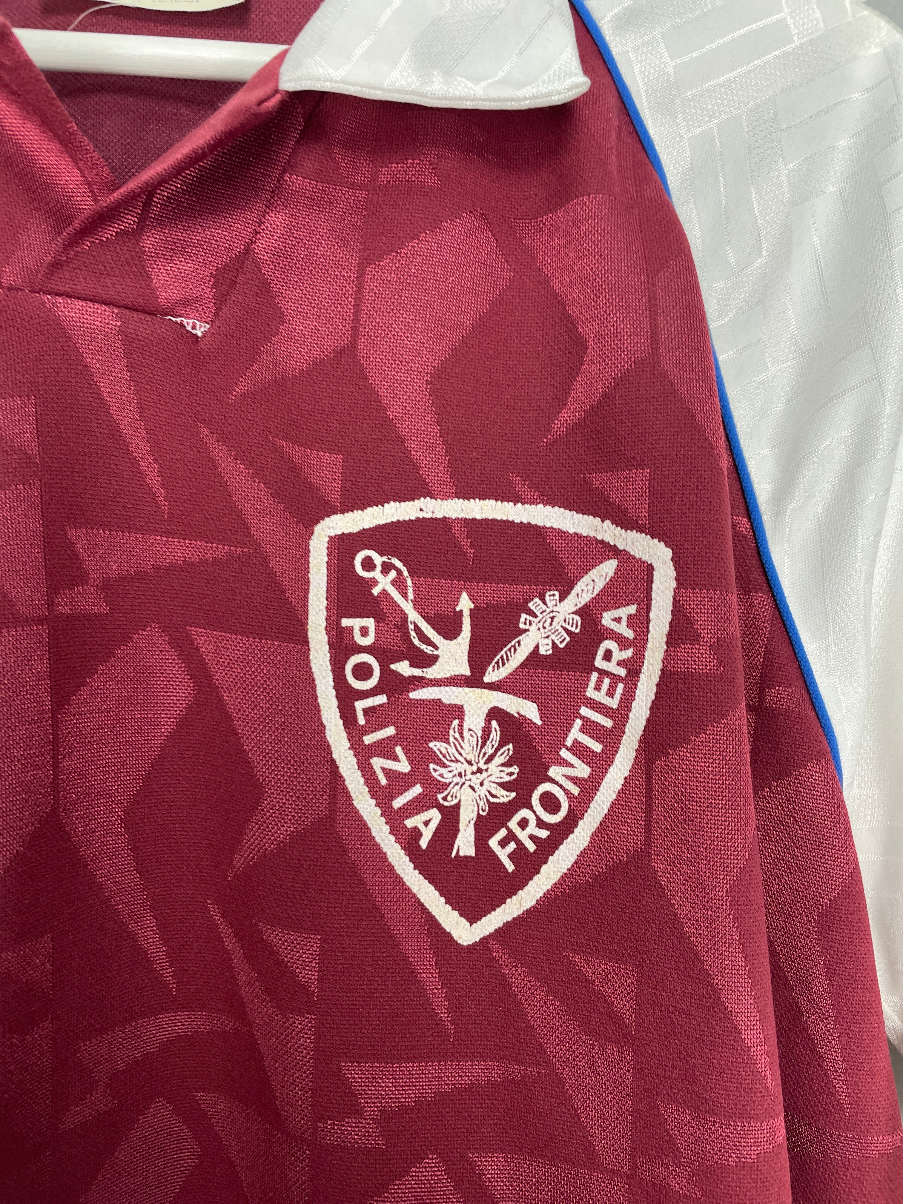 Shop 1992/93 POLIZIA FRONTIERA SCARPINI #3 HOME SHIRT (XL) GIACOMIN SPORT, classic football shirts, vintage football shirts & retro soccer jerseys at Cult Kits