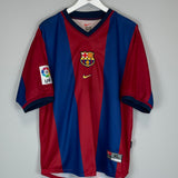 Shop 1998/00 BARCELONA GUARDIOLA #4 HOME SHIRT (XL) NIKE, classic football shirts, vintage football shirts & retro soccer jerseys at Cult Kits