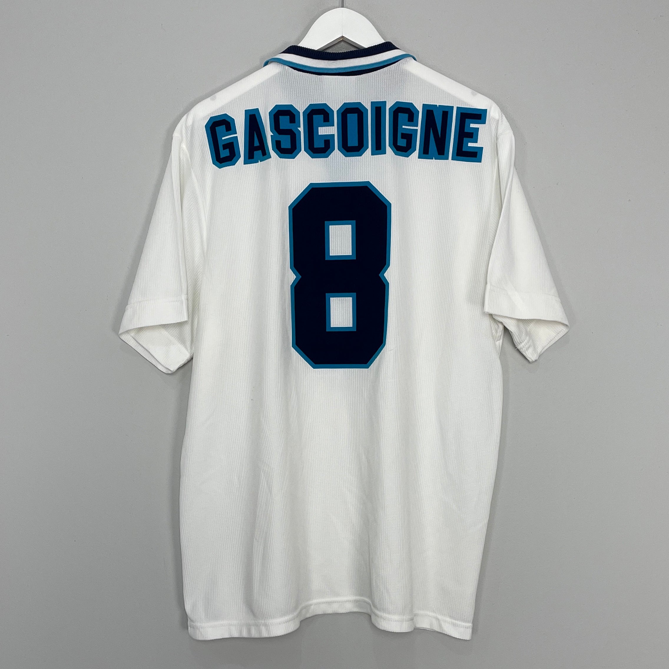 Shop 1995/97 ENGLAND GASCOIGNE #8 HOME SHIRT (XL) UMBRO, classic football shirts, vintage football shirts & retro soccer jerseys at Cult Kits