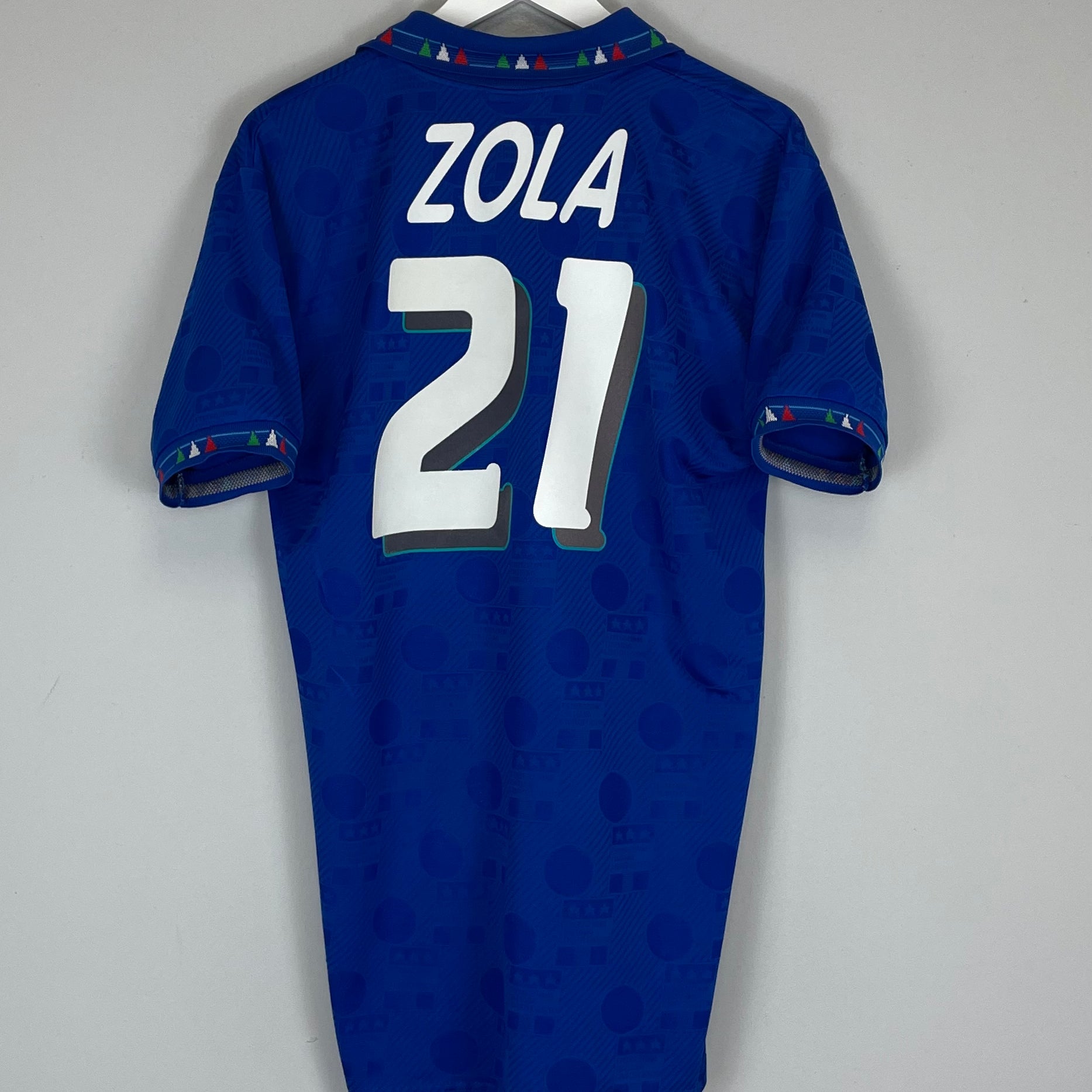 Shop 1994 ITALY ZOLA #21 HOME SHIRT (XL) DIADORA, classic football shirts, vintage football shirts & retro soccer jerseys at Cult Kits