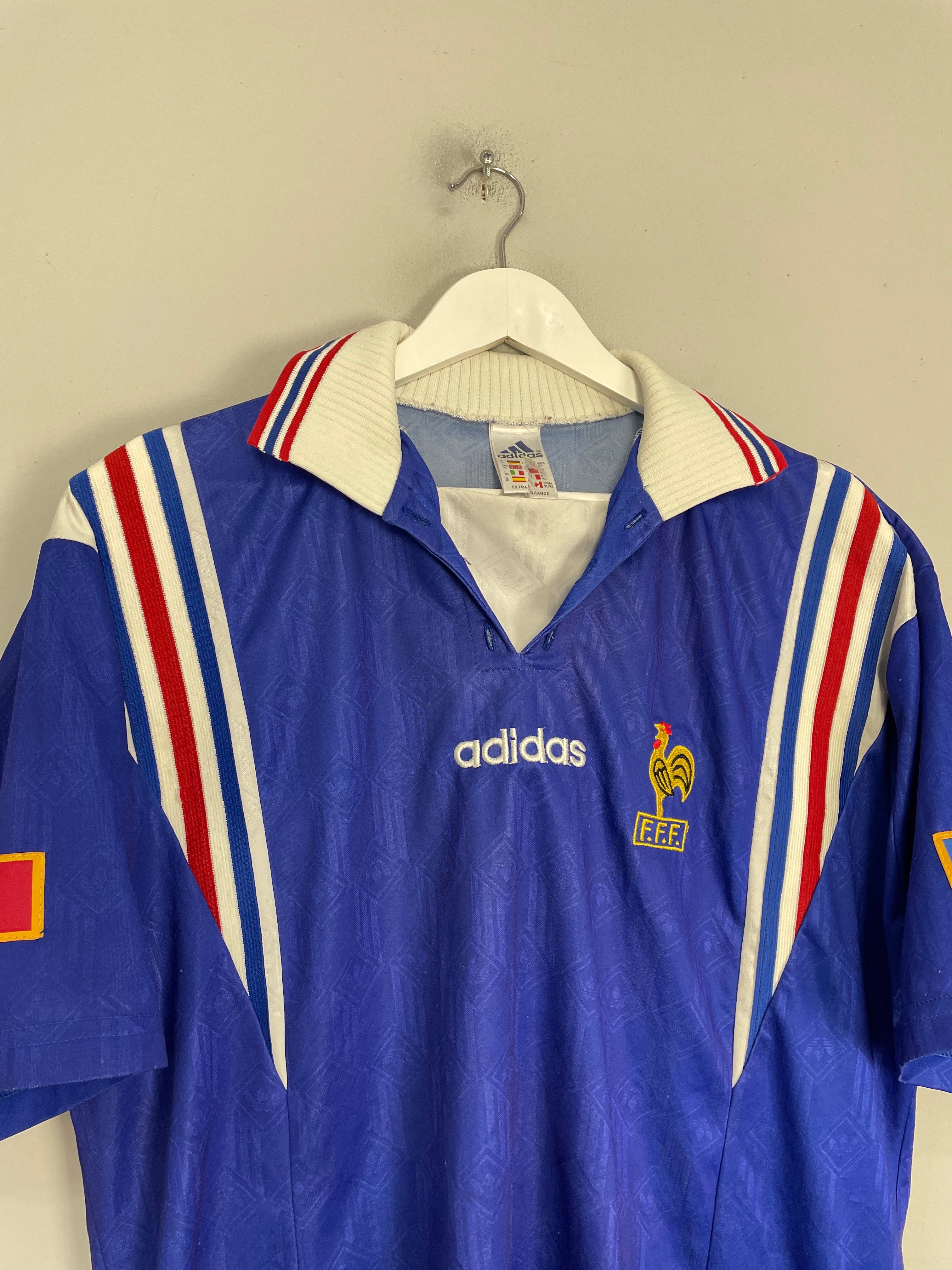 Shop 1996/98 FRANCE HOME SHIRT (XL) ADIDAS, classic football shirts, vintage football shirts & retro soccer jerseys at Cult Kits