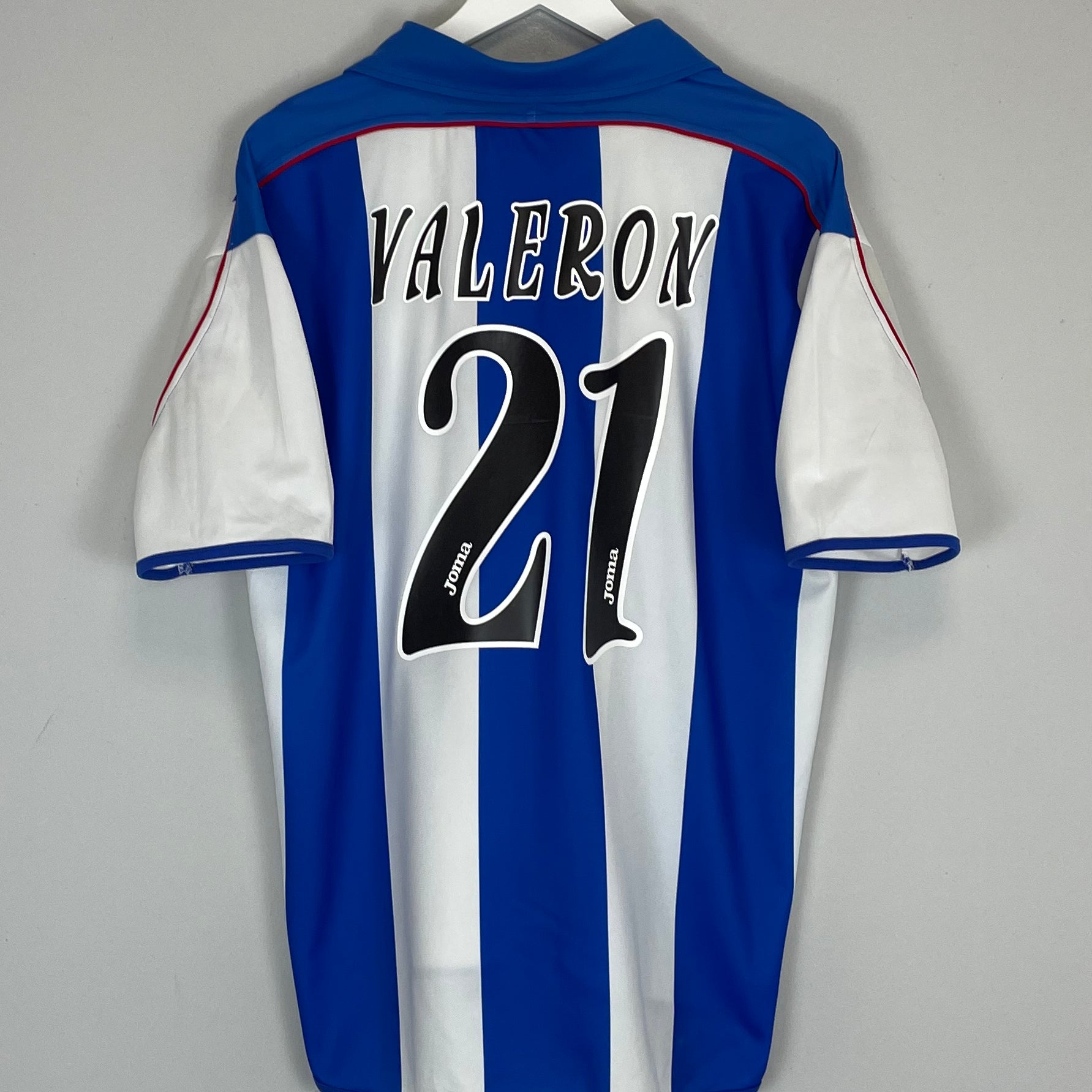 Shop 2001/02 DEPORTIVO LA CORUNA VALERON #21 HOME SHIRT (L) JOMA, classic football shirts, vintage football shirts & retro soccer jerseys at Cult Kits