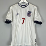 1999/01 ENGLAND BECKHAM #7 HOME SHIRT (L) UMBRO