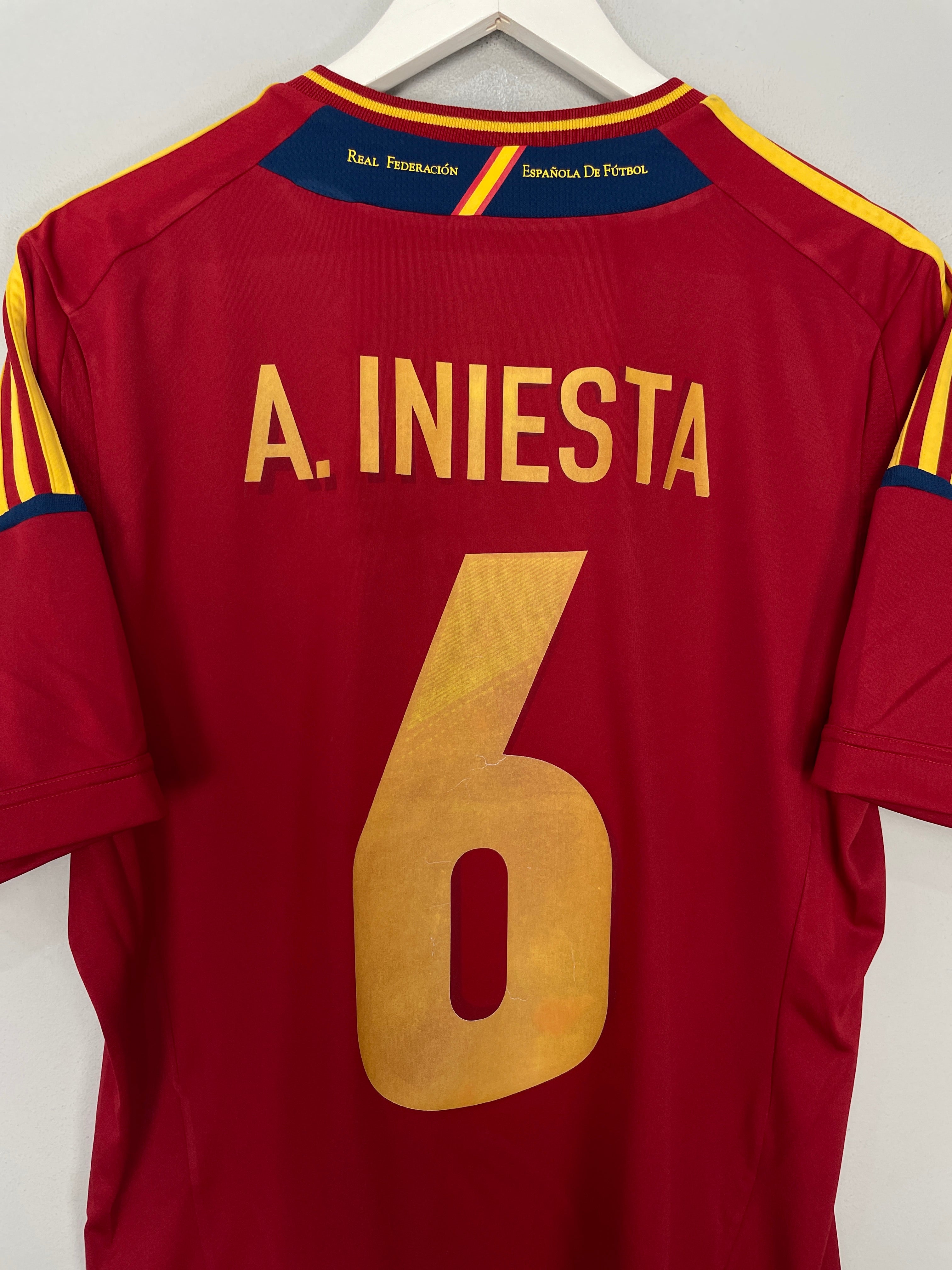 Shop 2011/12 SPAIN A.INIESTA #6 HOME SHIRT (L) ADIDAS, classic football shirts, vintage football shirts & retro soccer jerseys at Cult Kits