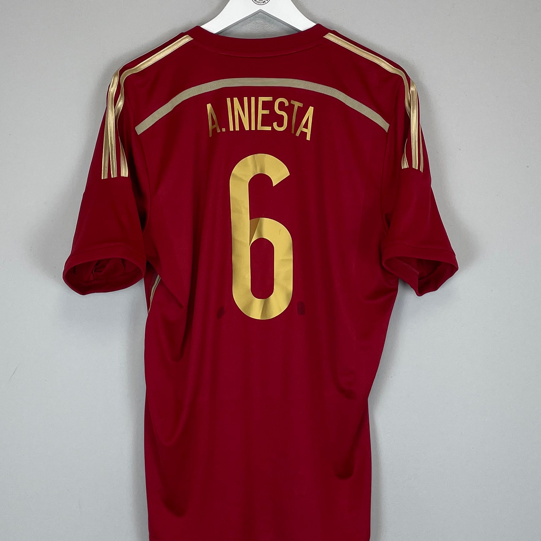 Shop 2013/15 SPAIN A.INIESTA #6 HOME SHIRT (L) ADIDAS, classic football shirts, vintage football shirts & retro soccer jerseys at Cult Kits
