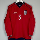 Shop 2002/04 ENGLAND FERDINAND #5 L/S AWAY SHIRT (S) UMBRO, classic football shirts, vintage football shirts & retro soccer jerseys at Cult Kits
