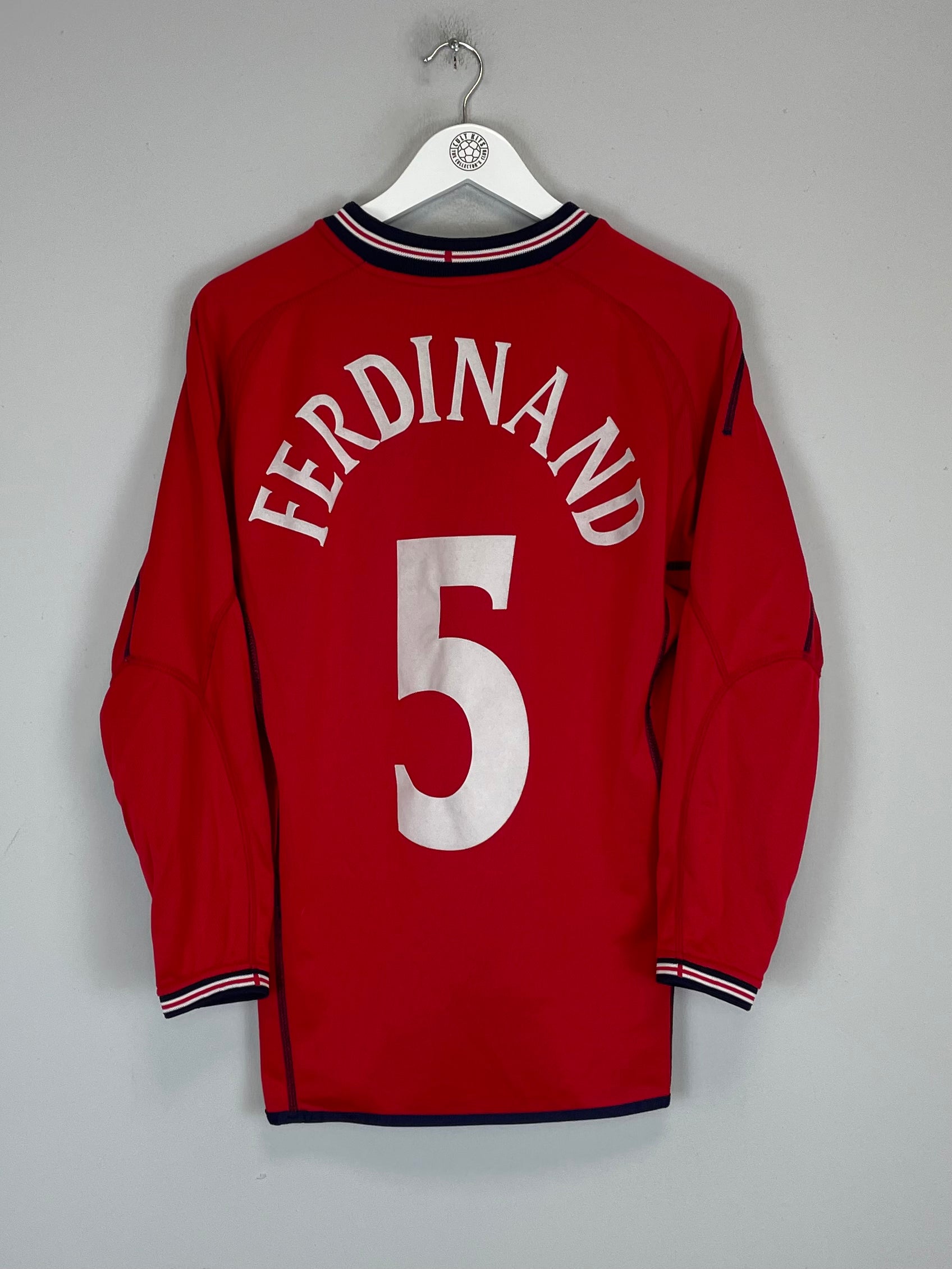 Shop 2002/04 ENGLAND FERDINAND #5 L/S AWAY SHIRT (S) UMBRO, classic football shirts, vintage football shirts & retro soccer jerseys at Cult Kits