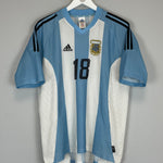 Shop 2002/04 ARGENTINA KILY #18 HOME SHIRT (L) ADIDAS, classic football shirts, vintage football shirts & retro soccer jerseys at Cult Kits