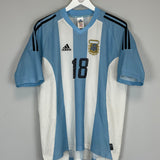 Shop 2002/04 ARGENTINA KILY #18 HOME SHIRT (L) ADIDAS, classic football shirts, vintage football shirts & retro soccer jerseys at Cult Kits