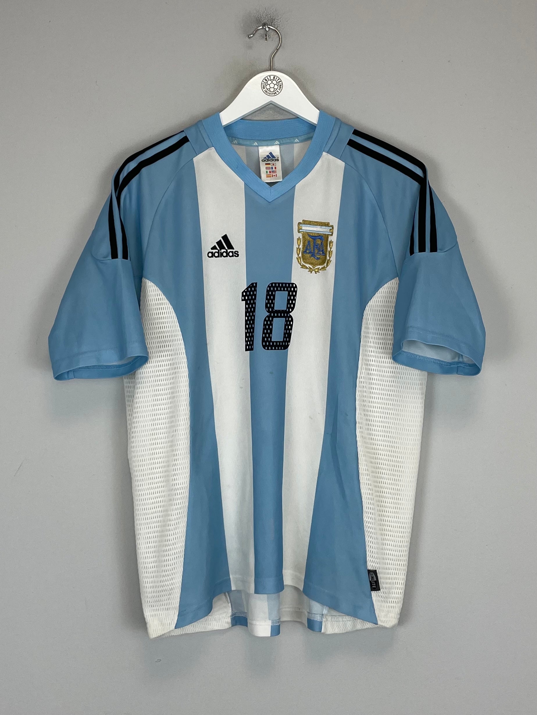 Shop 2002/04 ARGENTINA KILY #18 HOME SHIRT (L) ADIDAS, classic football shirts, vintage football shirts & retro soccer jerseys at Cult Kits