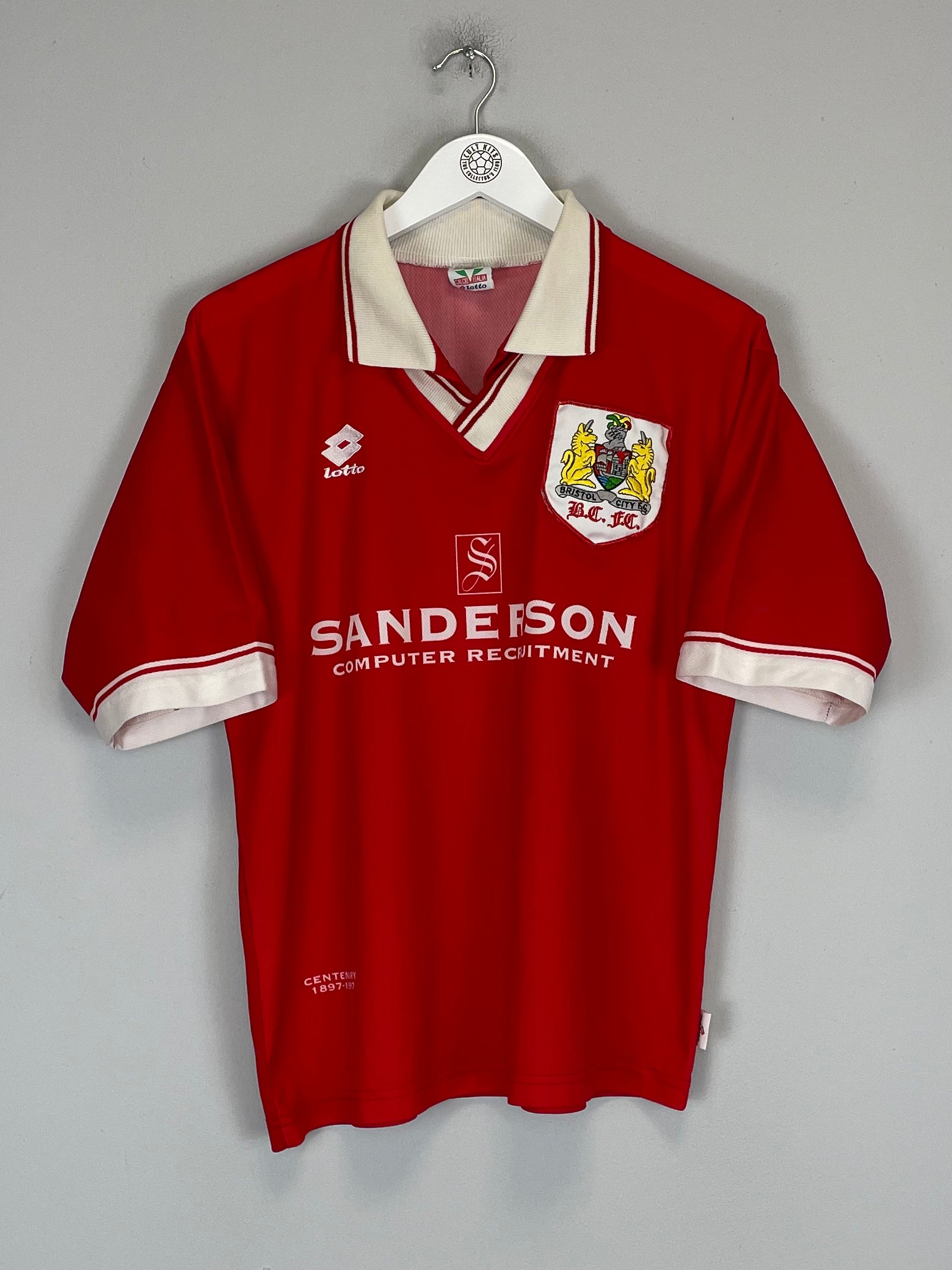 Shop 1996/97 BRISTOL CITY *CENTENARY* HOME SHIRT (M) LOTTO, classic football shirts, vintage football shirts & retro soccer jerseys at Cult Kits