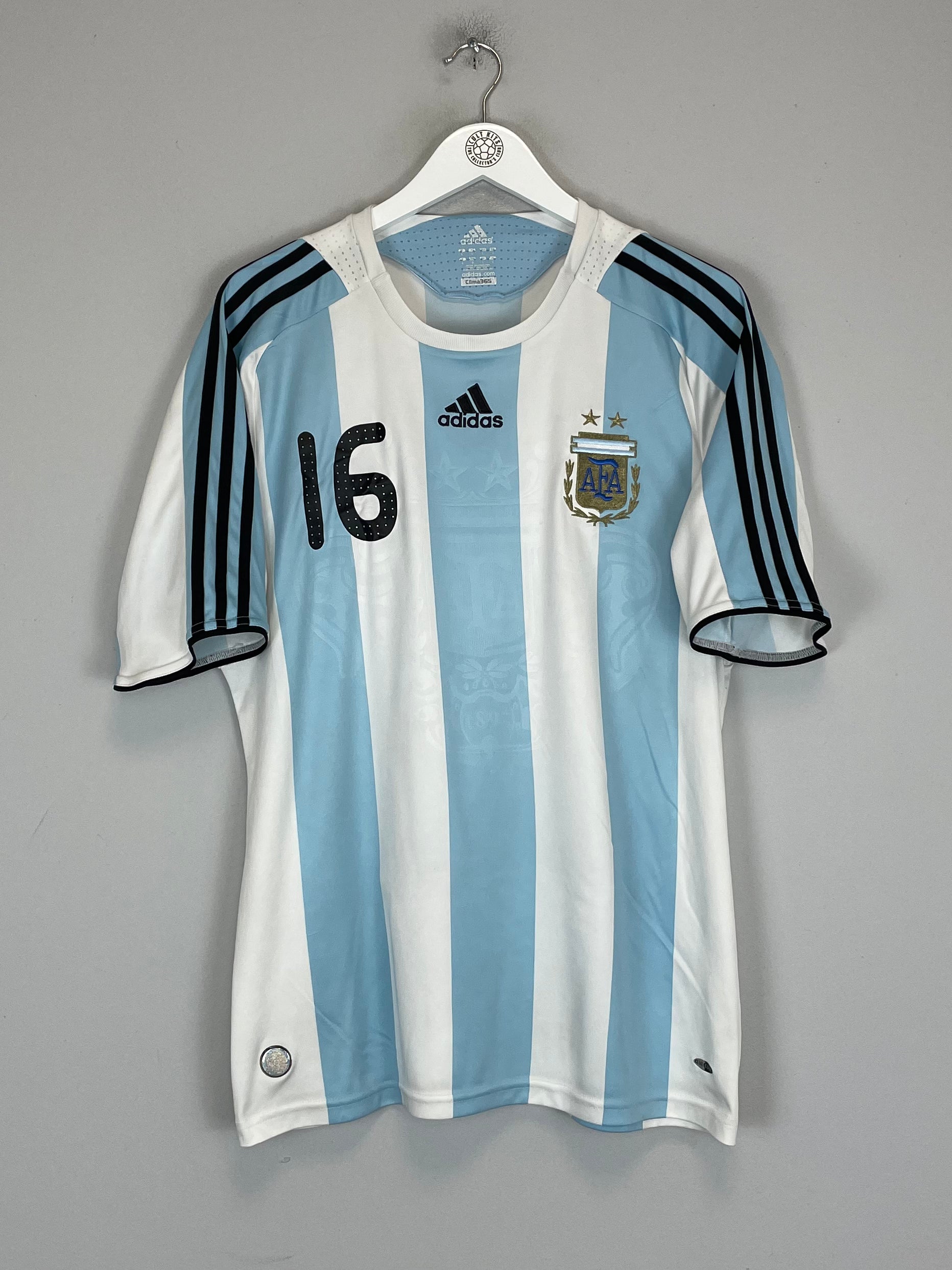 Shop 2008/09 ARGENTINA KUN AGUERO #16 HOME SHIRT (L) ADIDAS, classic football shirts, vintage football shirts & retro soccer jerseys at Cult Kits
