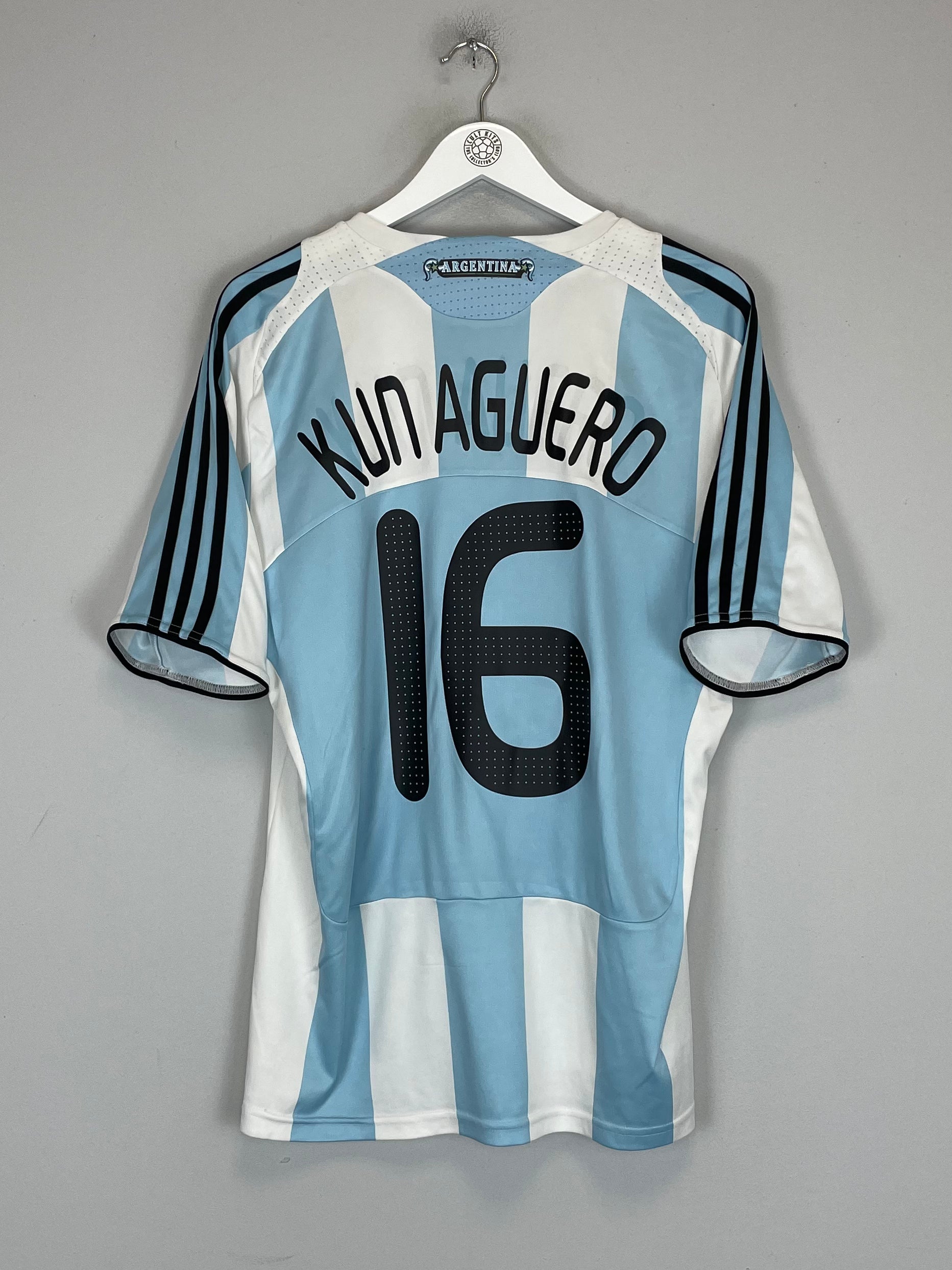 Shop 2008/09 ARGENTINA KUN AGUERO #16 HOME SHIRT (L) ADIDAS, classic football shirts, vintage football shirts & retro soccer jerseys at Cult Kits