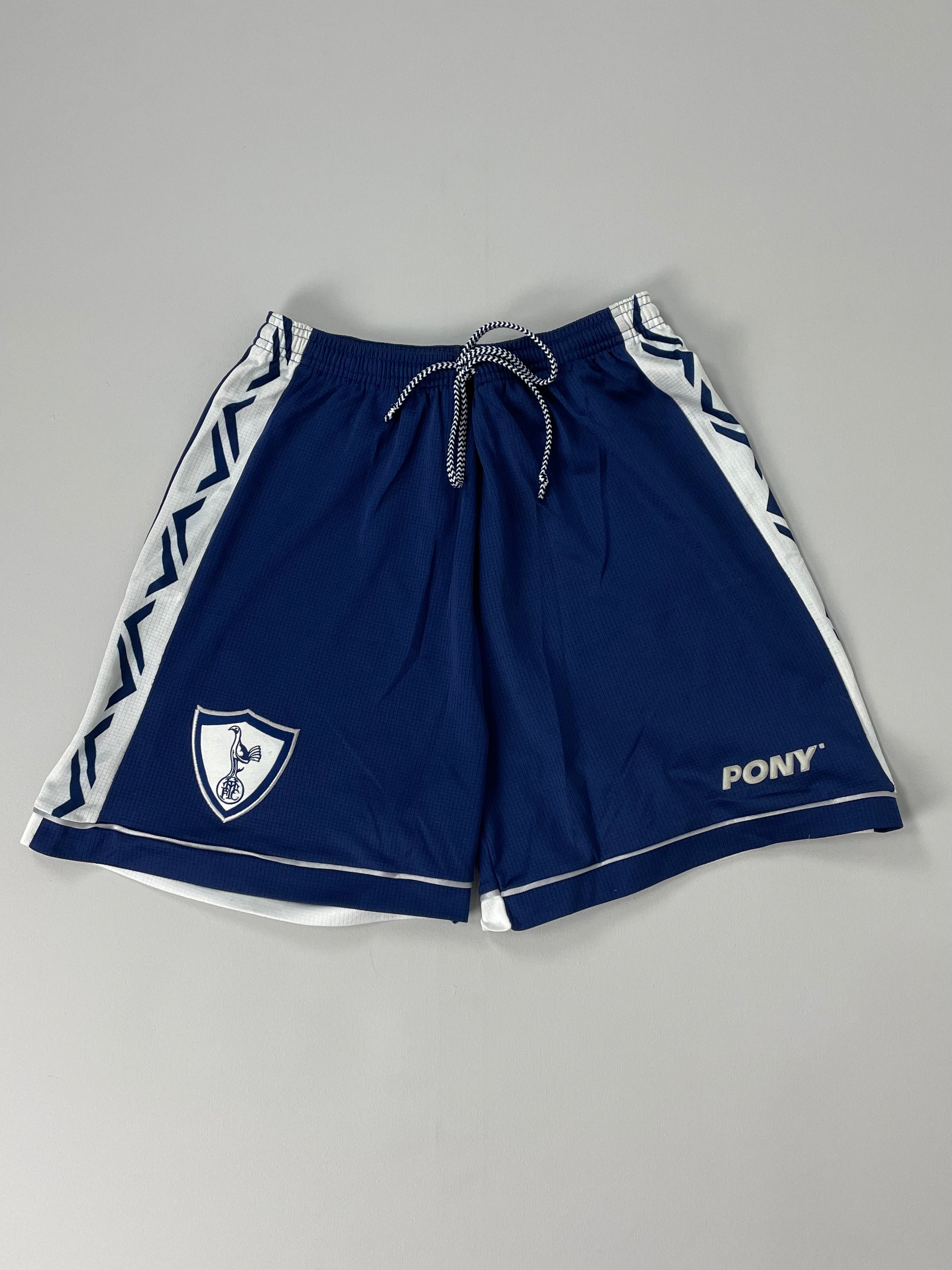 Shop 1995/97 TOTTENHAM HOME SHORTS (L) PONY, classic football shirts, vintage football shirts & retro soccer jerseys at Cult Kits