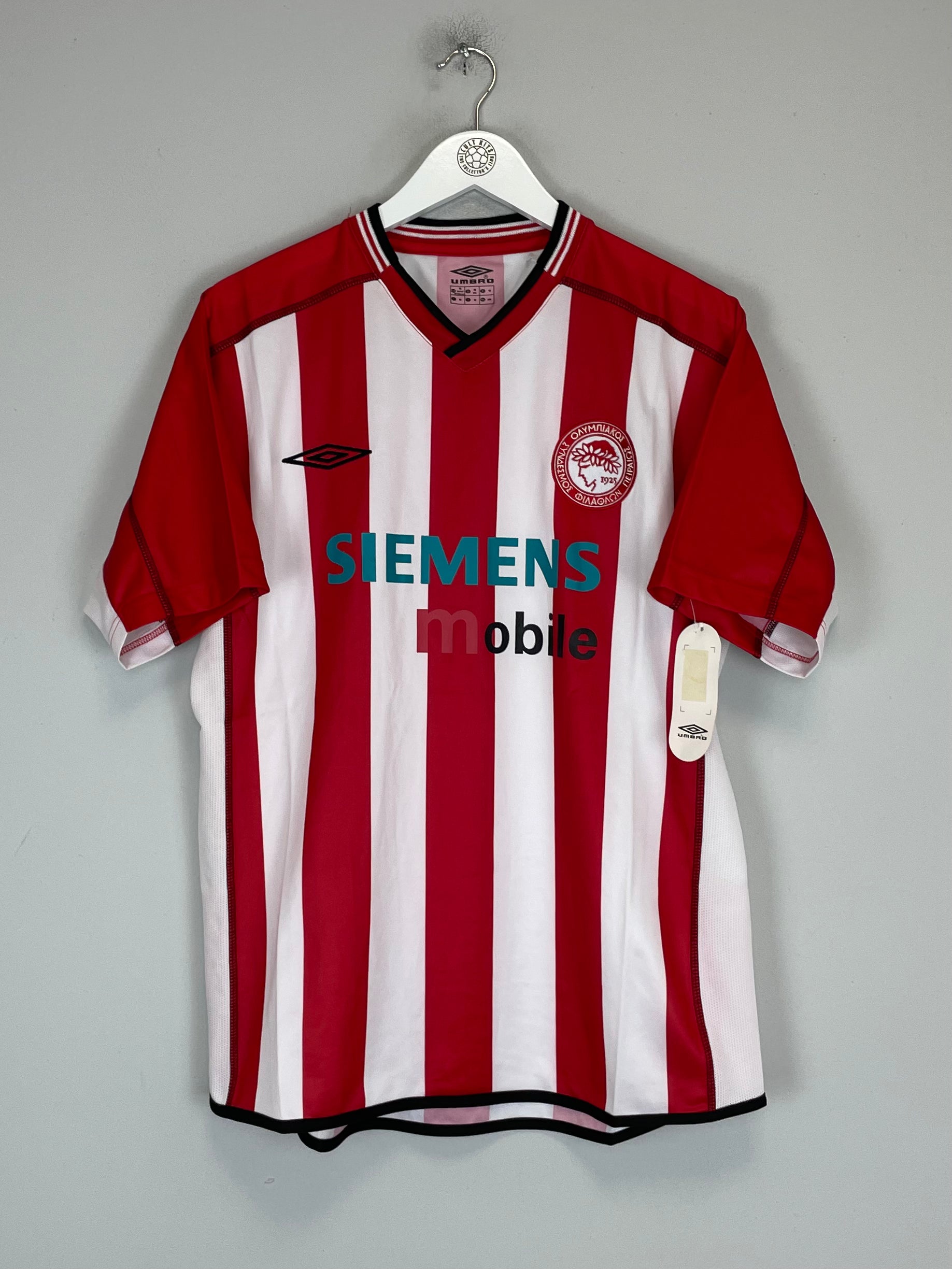 Shop 2002/03 OLYMPIAKOS *BNWT* HOME SHIRT (M) UMBRO, classic football shirts, vintage football shirts & retro soccer jerseys at Cult Kits