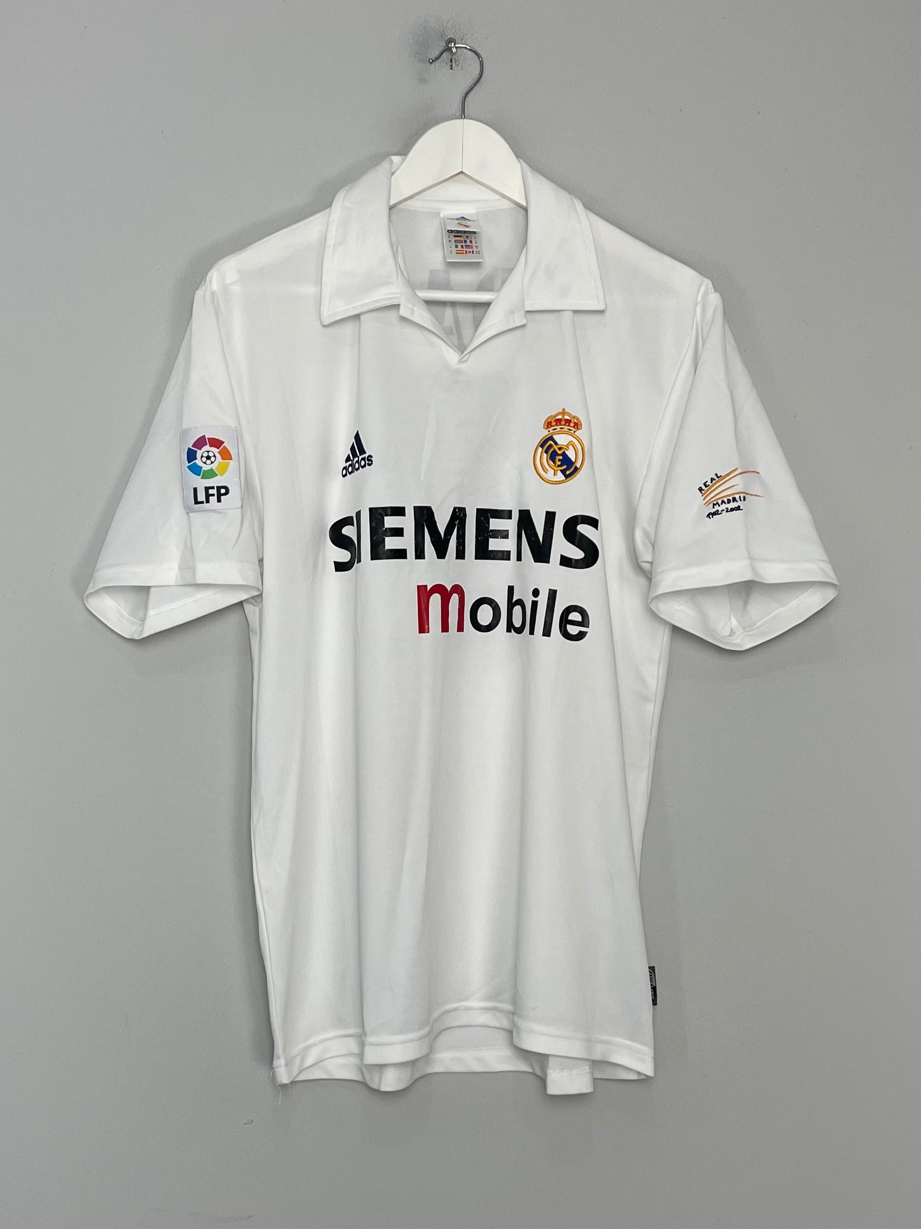 Shop 2002/03 REAL MADRID ZIDANE #5 *CENTENARY* HOME SHIRT (M) ADIDAS, classic football shirts, vintage football shirts & retro soccer jerseys at Cult Kits