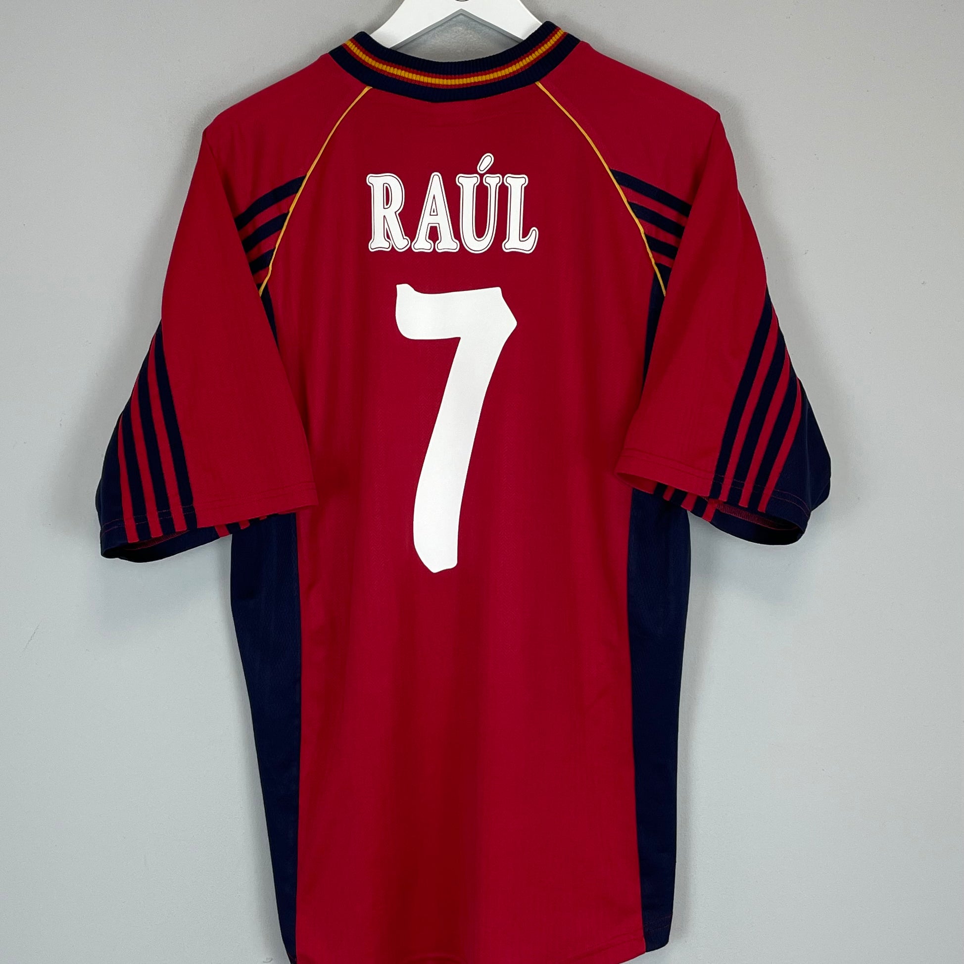 Shop 1998/99 SPAIN RAUL #7 HOME SHIRT (L) ADIDAS, classic football shirts, vintage football shirts & retro soccer jerseys at Cult Kits