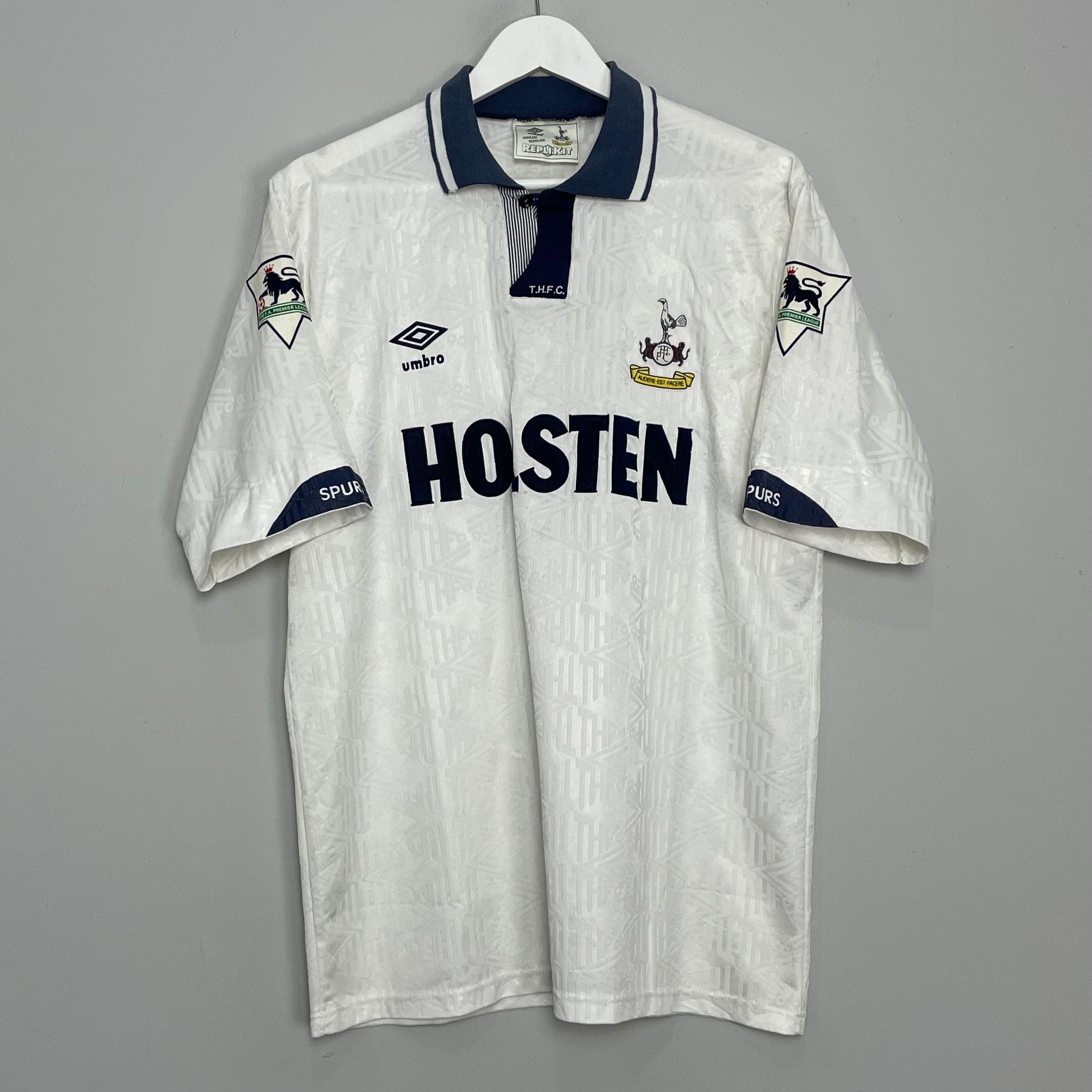 Shop 1991/93 TOTTENHAM #10 SHERINGHAM HOME SHIRT (XL) UMBRO, classic football shirts, vintage football shirts & retro soccer jerseys at Cult Kits