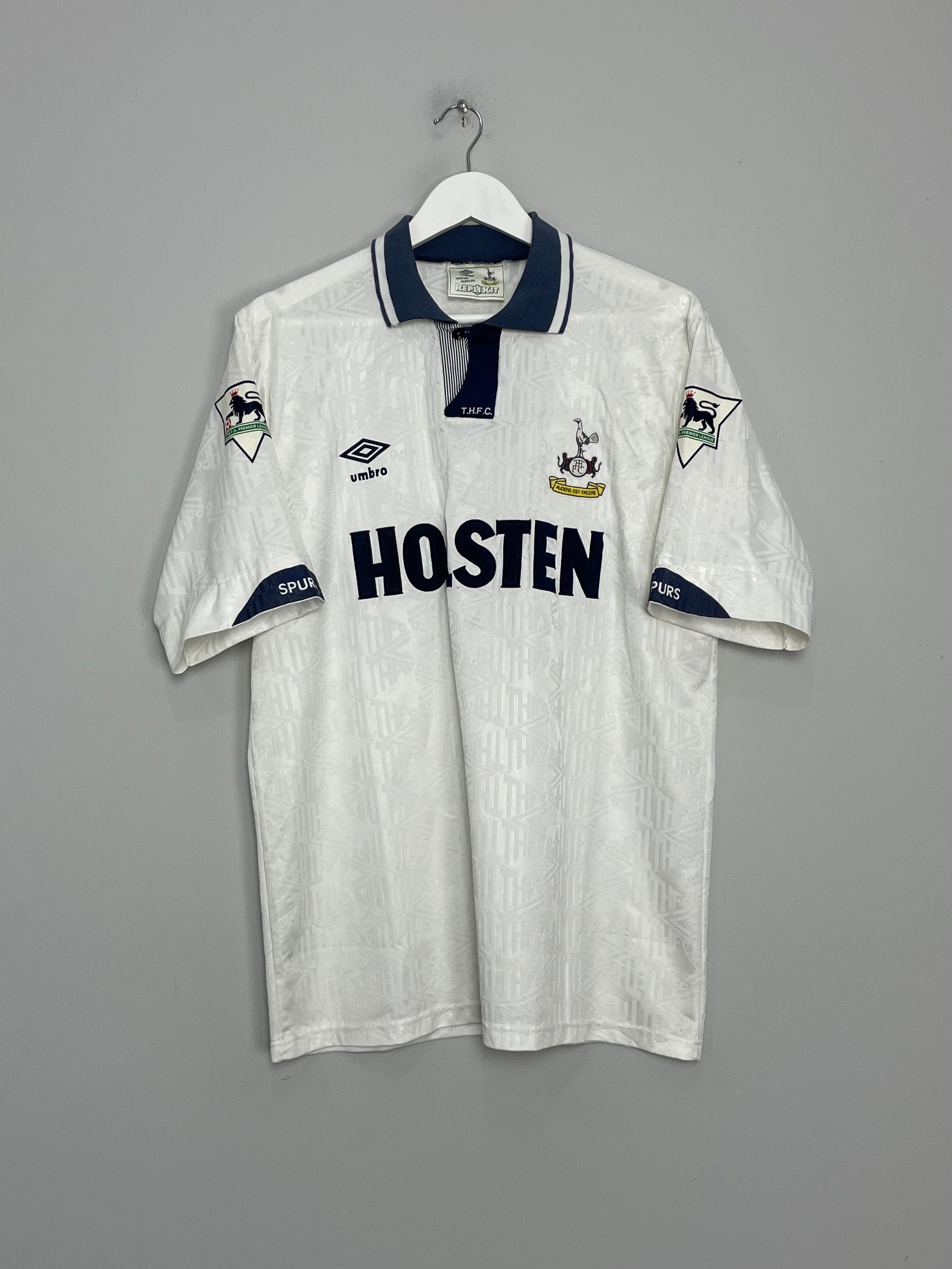 Shop 1991/93 TOTTENHAM #10 SHERINGHAM HOME SHIRT (XL) UMBRO, classic football shirts, vintage football shirts & retro soccer jerseys at Cult Kits