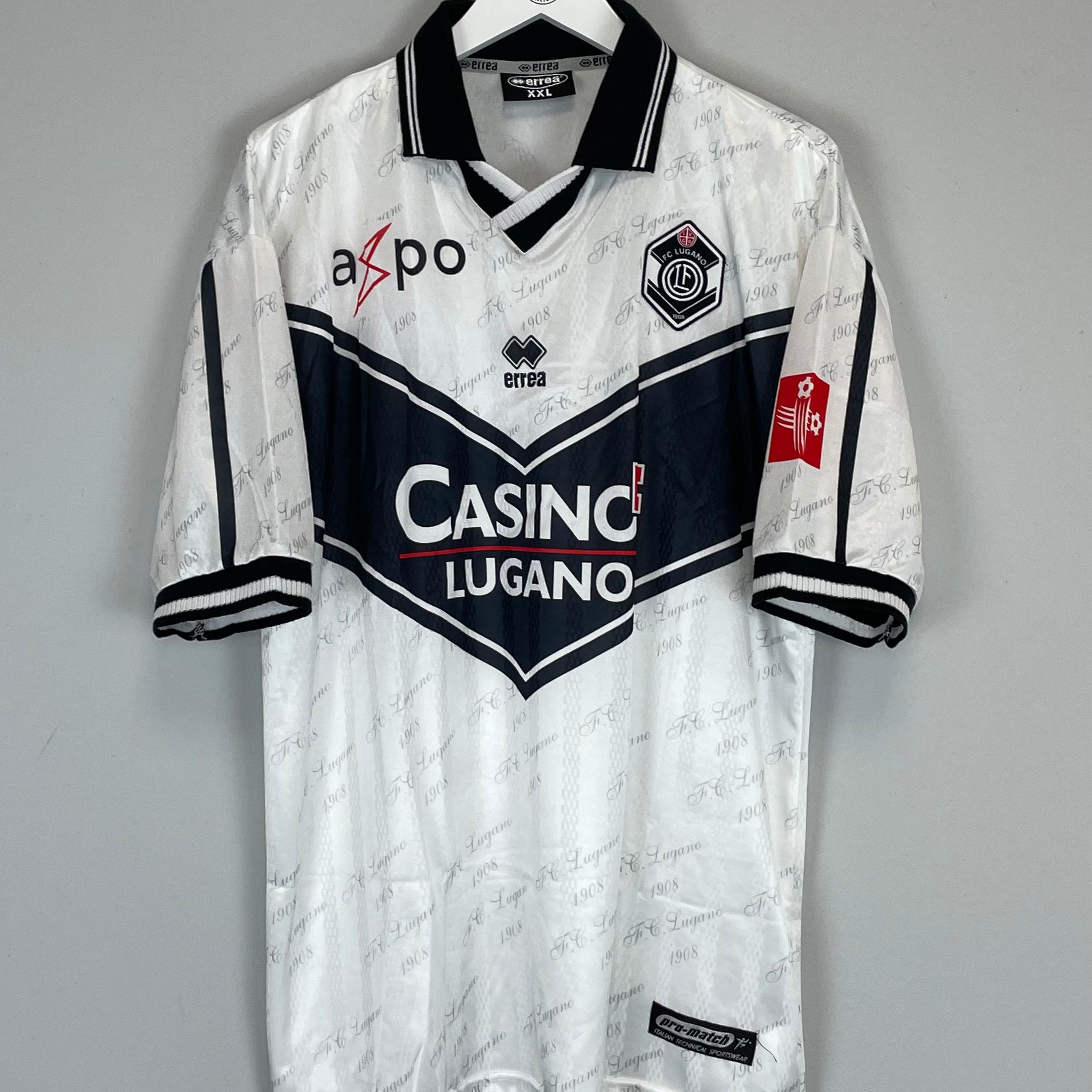 Shop 2002/03 FC LUGANO *MINT* HOME SHIRT (XXL) ERREA, classic football shirts, vintage football shirts & retro soccer jerseys at Cult Kits