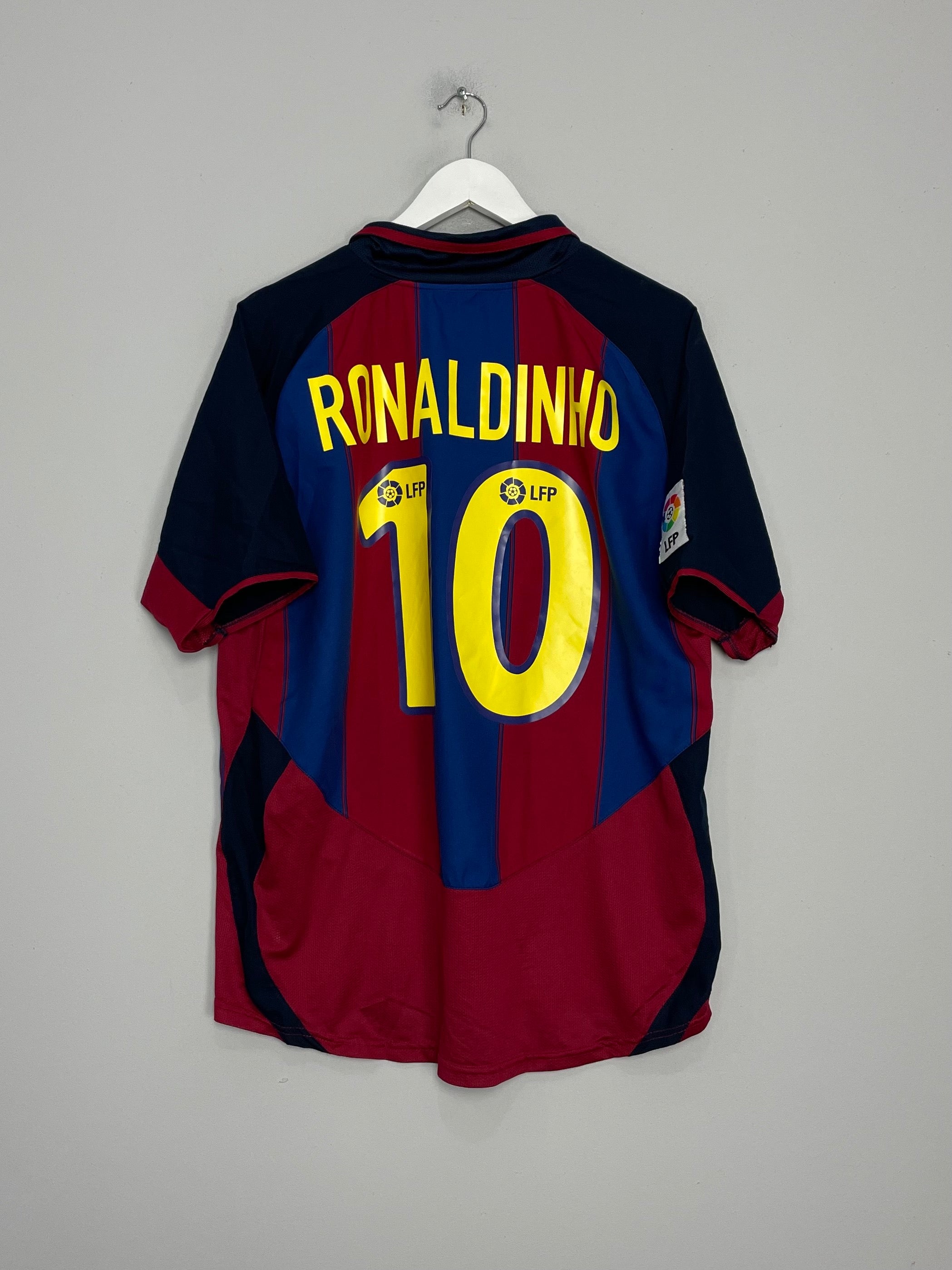 Shop 2003/04 BARCELONA RONALDINHO #80 HOME SHIRT (L) NIKE, classic football shirts, vintage football shirts & retro soccer jerseys at Cult Kits