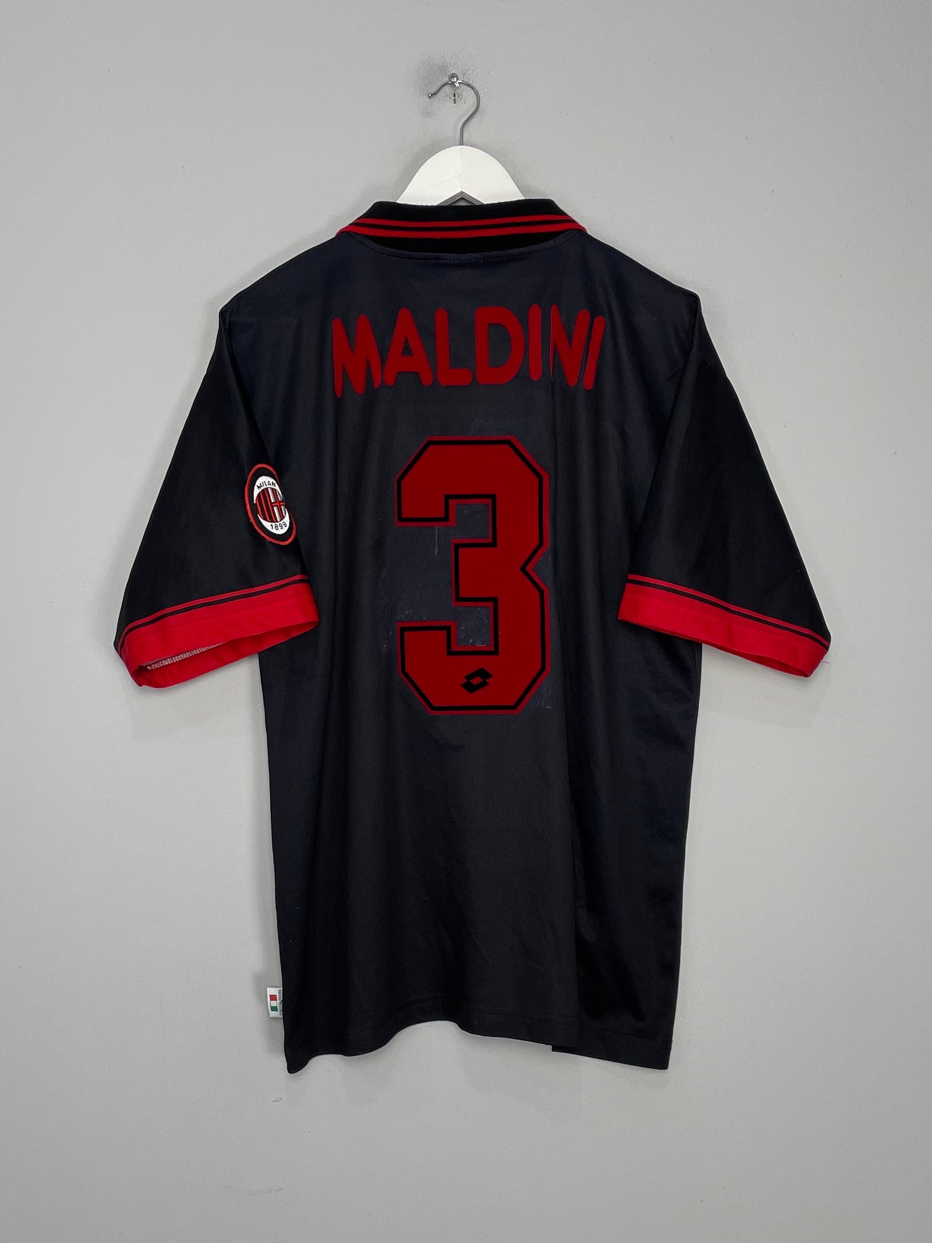 Shop 1996/97 AC MILAN MALDINI #3 THIRD SHIRT (L) LOTTO, classic football shirts, vintage football shirts & retro soccer jerseys at Cult Kits