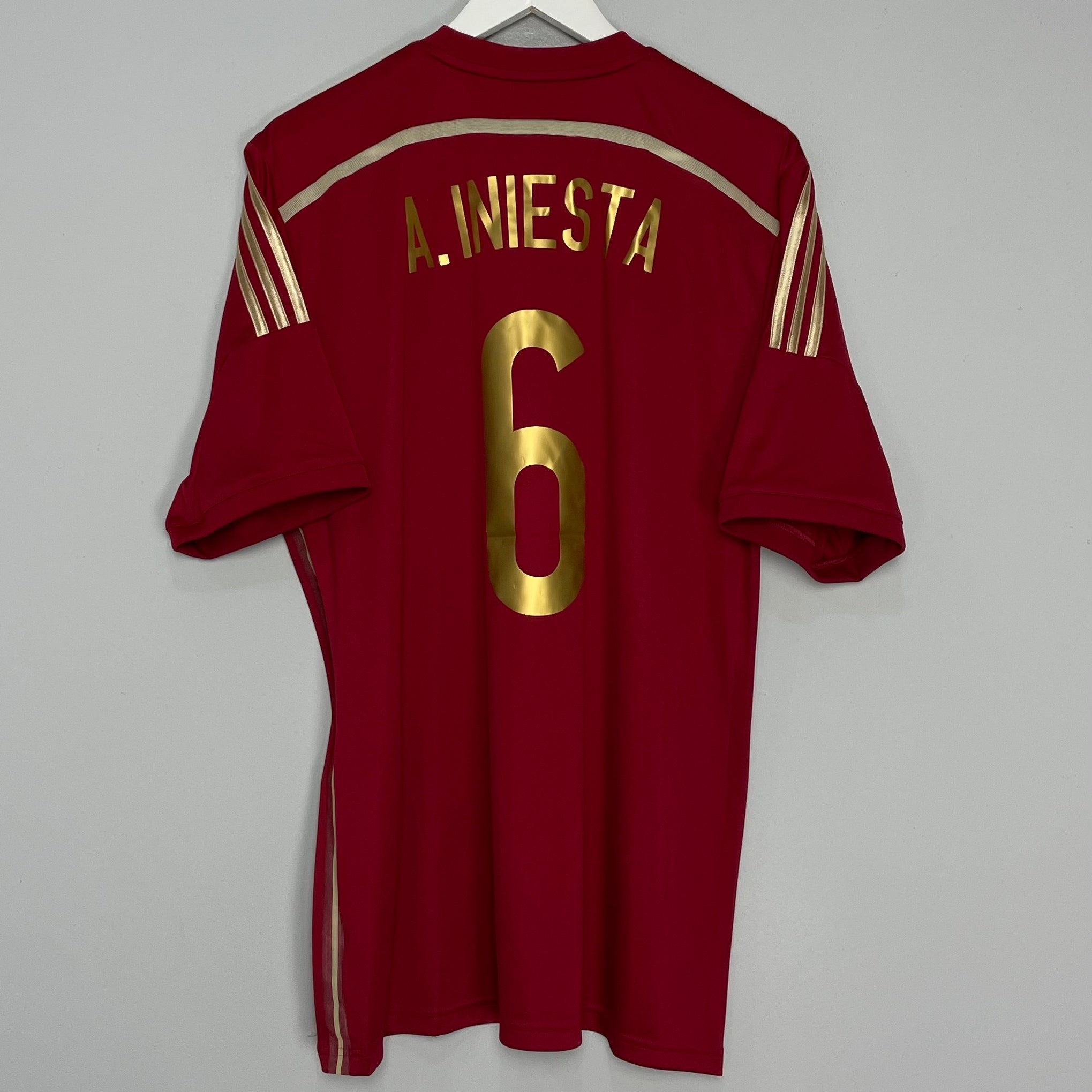 Shop 2013/15 SPAIN A.INIESTA #6 HOME SHIRT (XL) ADIDAS, classic football shirts, vintage football shirts & retro soccer jerseys at Cult Kits