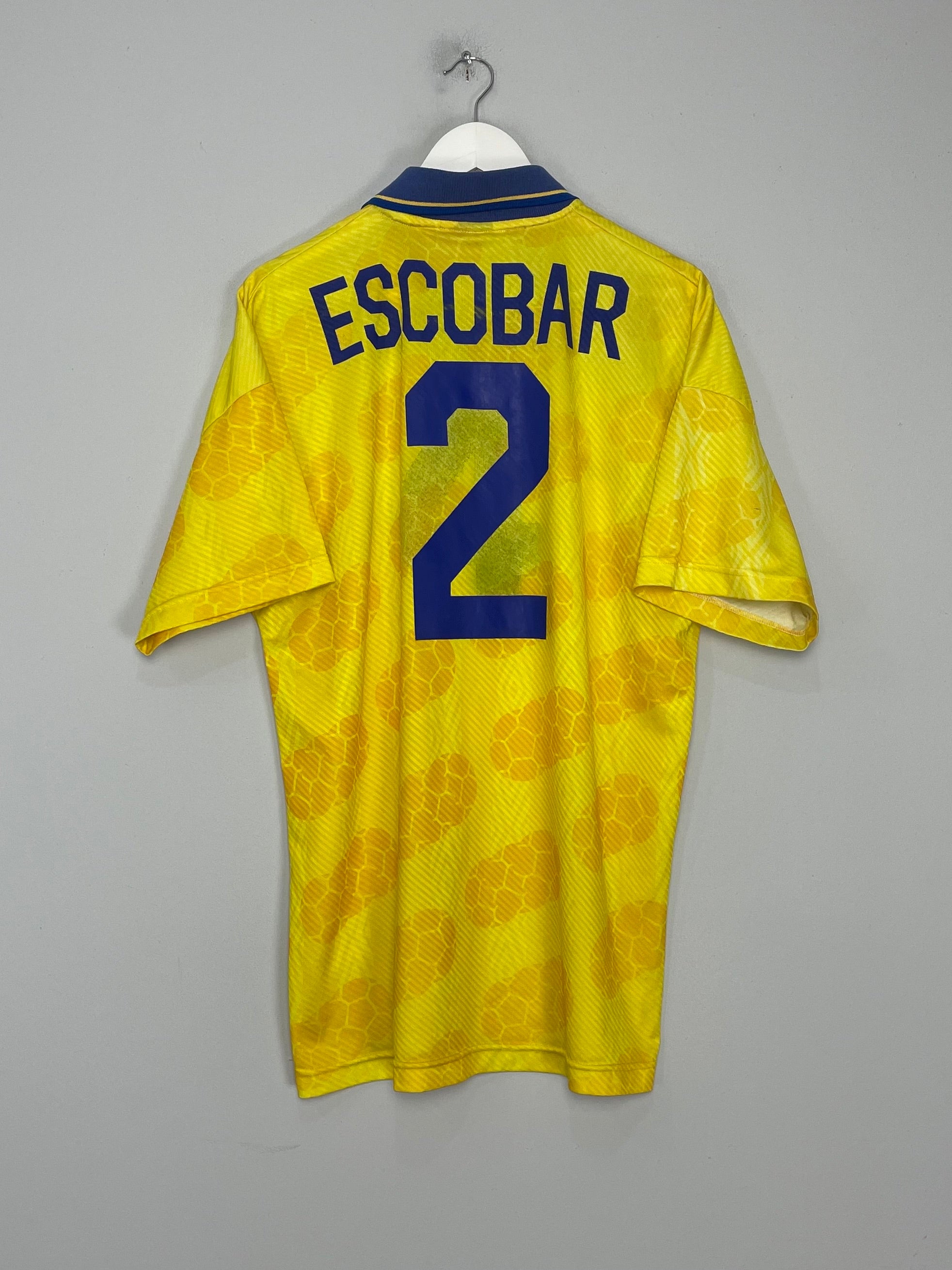 Shop 1994/95 COLOMBIA ESCOBAR #2 HOME SHIRT (XL) UMBRO, classic football shirts, vintage football shirts & retro soccer jerseys at Cult Kits