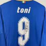 Shop 2007/08 ITALY TONI #9 *MATCH ISSUED + SIGNED* L/S HOME SHIRT (L) PUMA, classic football shirts, vintage football shirts & retro soccer jerseys at Cult Kits