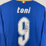 Shop 2007/08 ITALY TONI #9 *MATCH ISSUED + SIGNED* L/S HOME SHIRT (L) PUMA, classic football shirts, vintage football shirts & retro soccer jerseys at Cult Kits