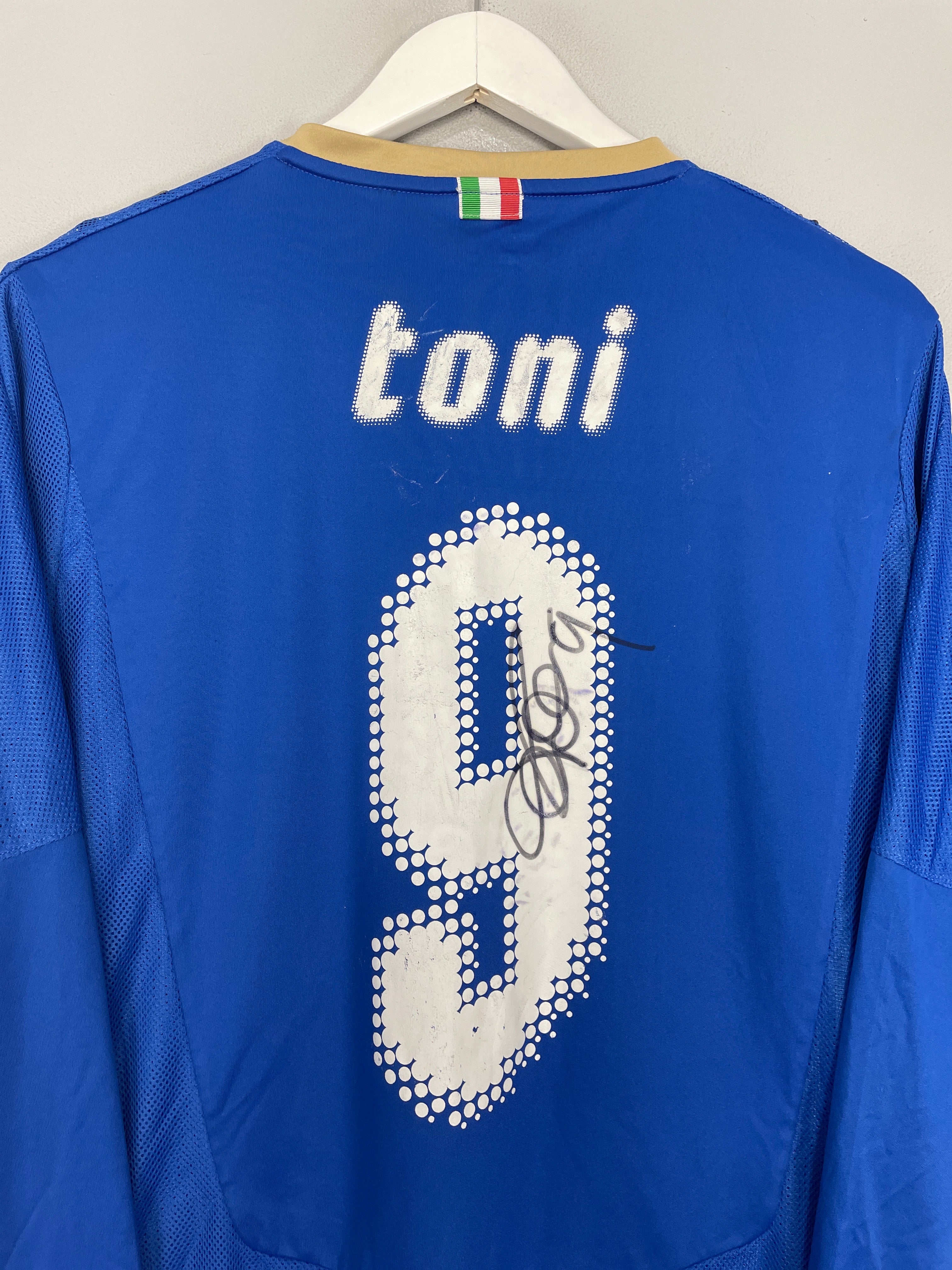 Shop 2007/08 ITALY TONI #9 *MATCH ISSUED + SIGNED* L/S HOME SHIRT (L) PUMA, classic football shirts, vintage football shirts & retro soccer jerseys at Cult Kits