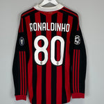 Shop 2009/10 AC MILAN RONALDINHO #10 L/S C/L HOME SHIRT (M) ADIDAS, classic football shirts, vintage football shirts & retro soccer jerseys at Cult Kits