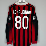 Shop 2009/10 AC MILAN RONALDINHO #10 L/S C/L HOME SHIRT (M) ADIDAS, classic football shirts, vintage football shirts & retro soccer jerseys at Cult Kits